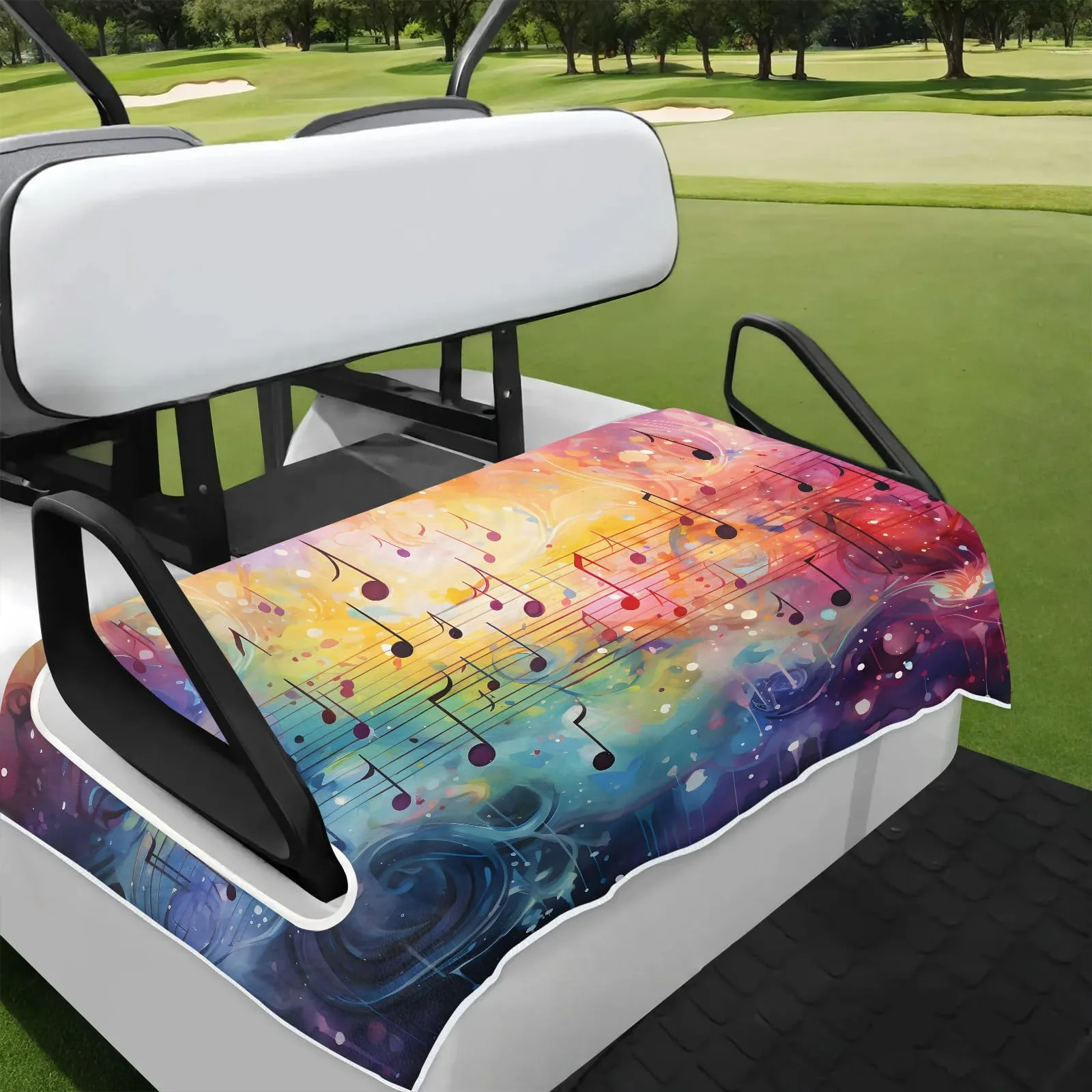 Tiveruda Colorful Music Notes Golf Cart Seat Cover