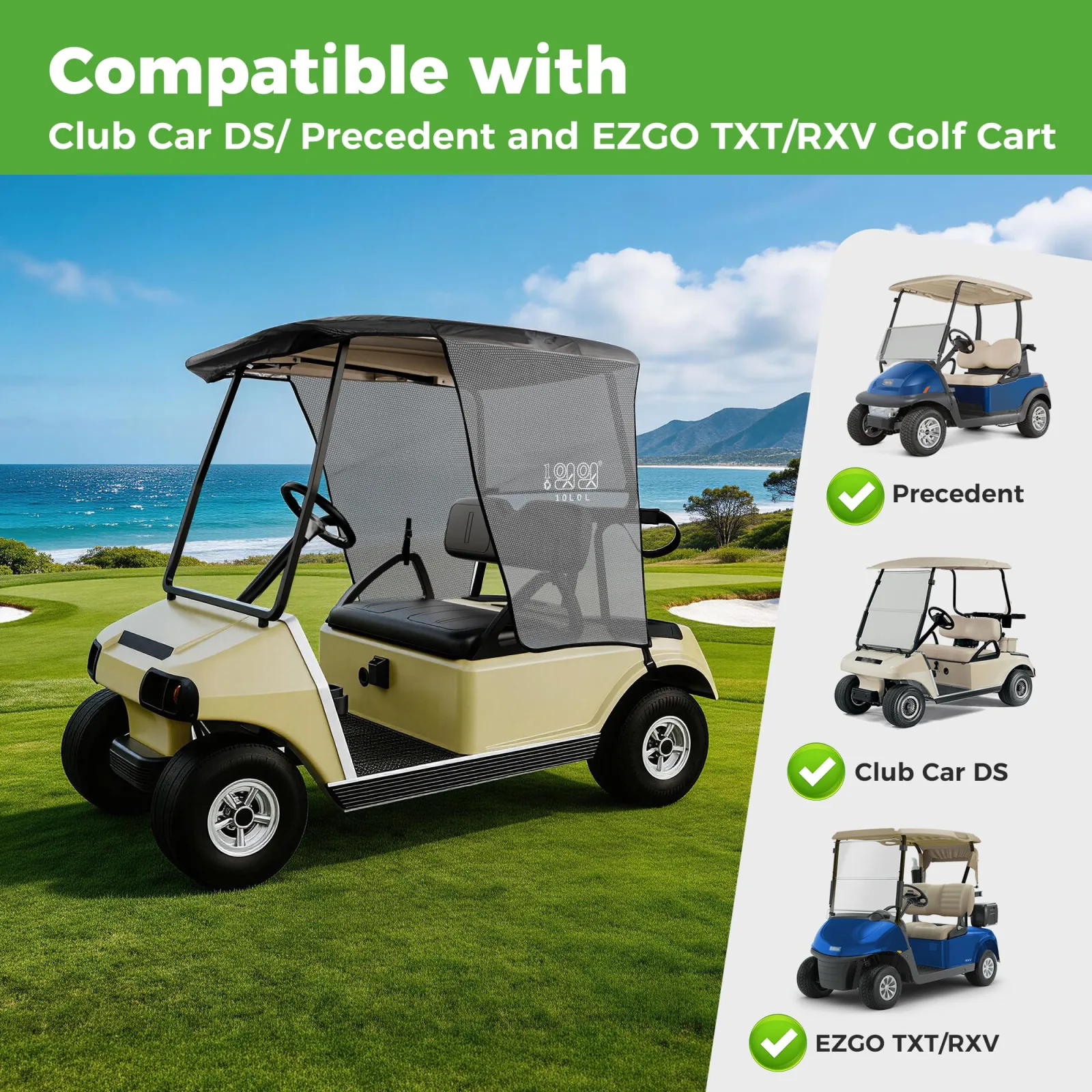 10L0L Golf Cart Sun Shade for Club Car and E-Z-GO image 3