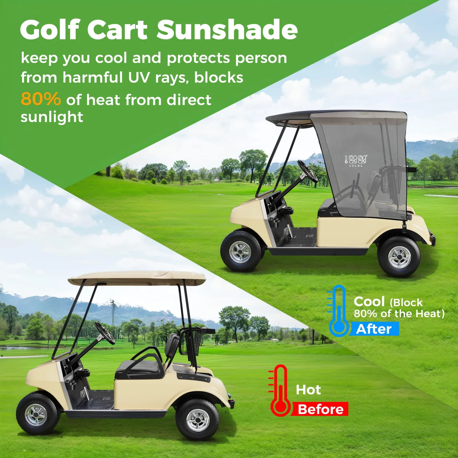 10L0L Golf Cart Sun Shade for Club Car and E-Z-GO image 4