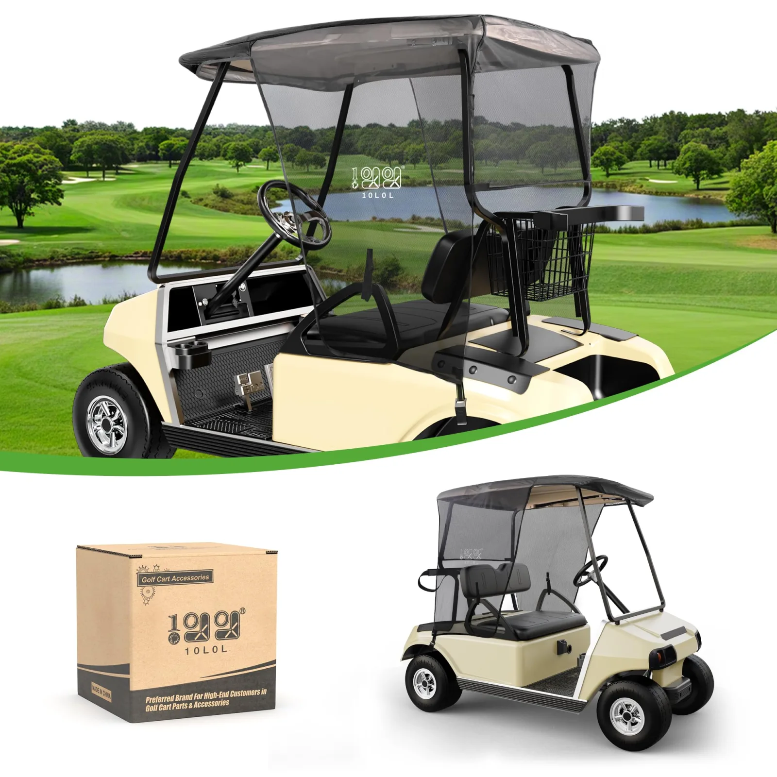 10L0L Golf Cart Sun Shade for Club Car and E-Z-GO