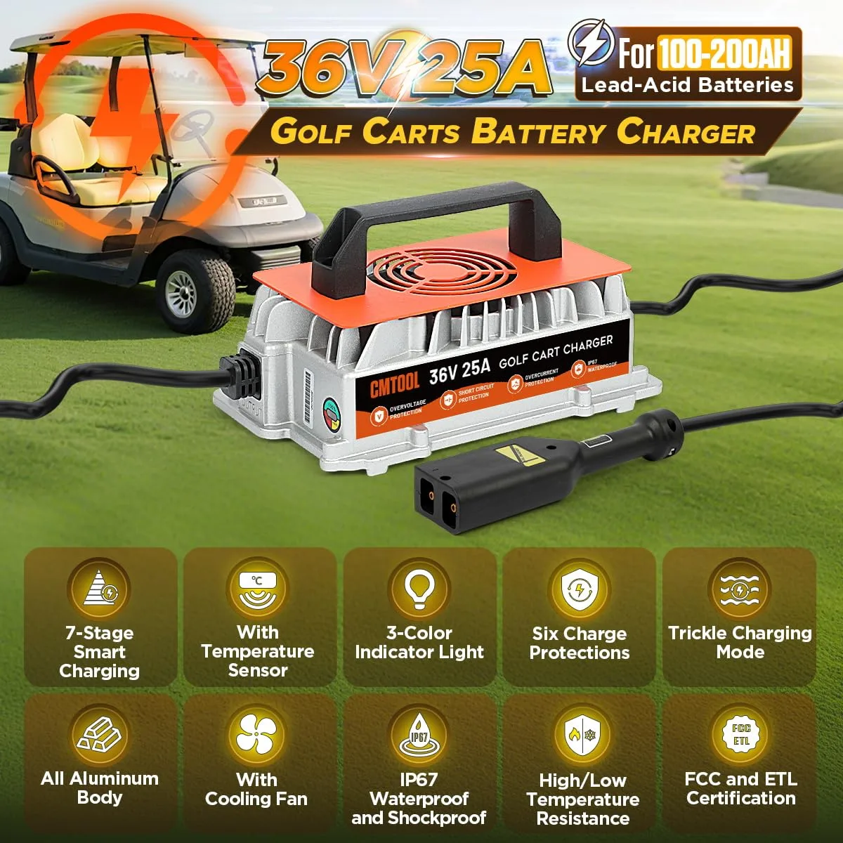 CMTOOL 36V 25A Charger for E-Z-GO TXT Golf Carts image 2