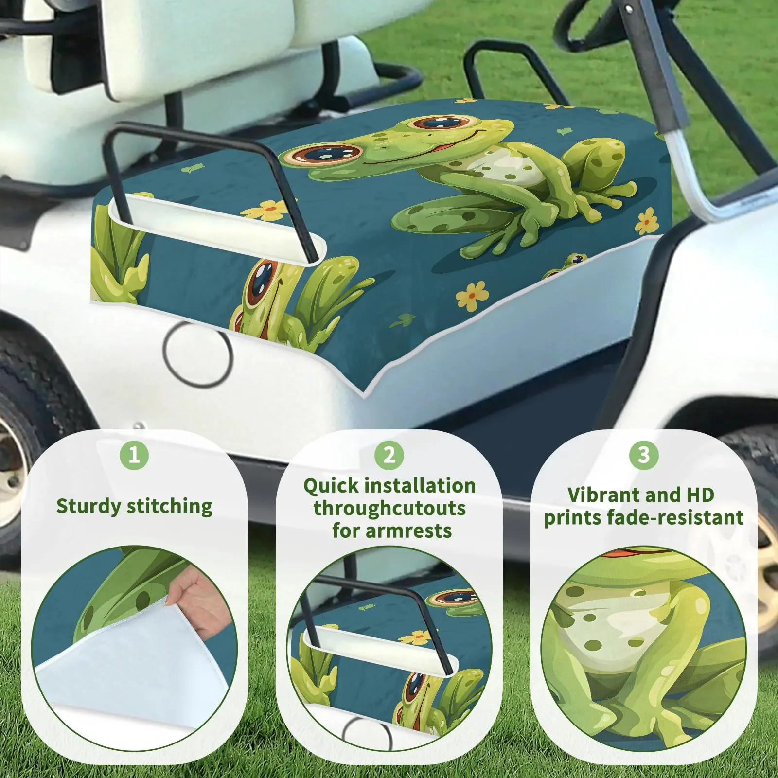 Tiveruda Frogs Golf Cart Seat Cover for Double Seats image 3