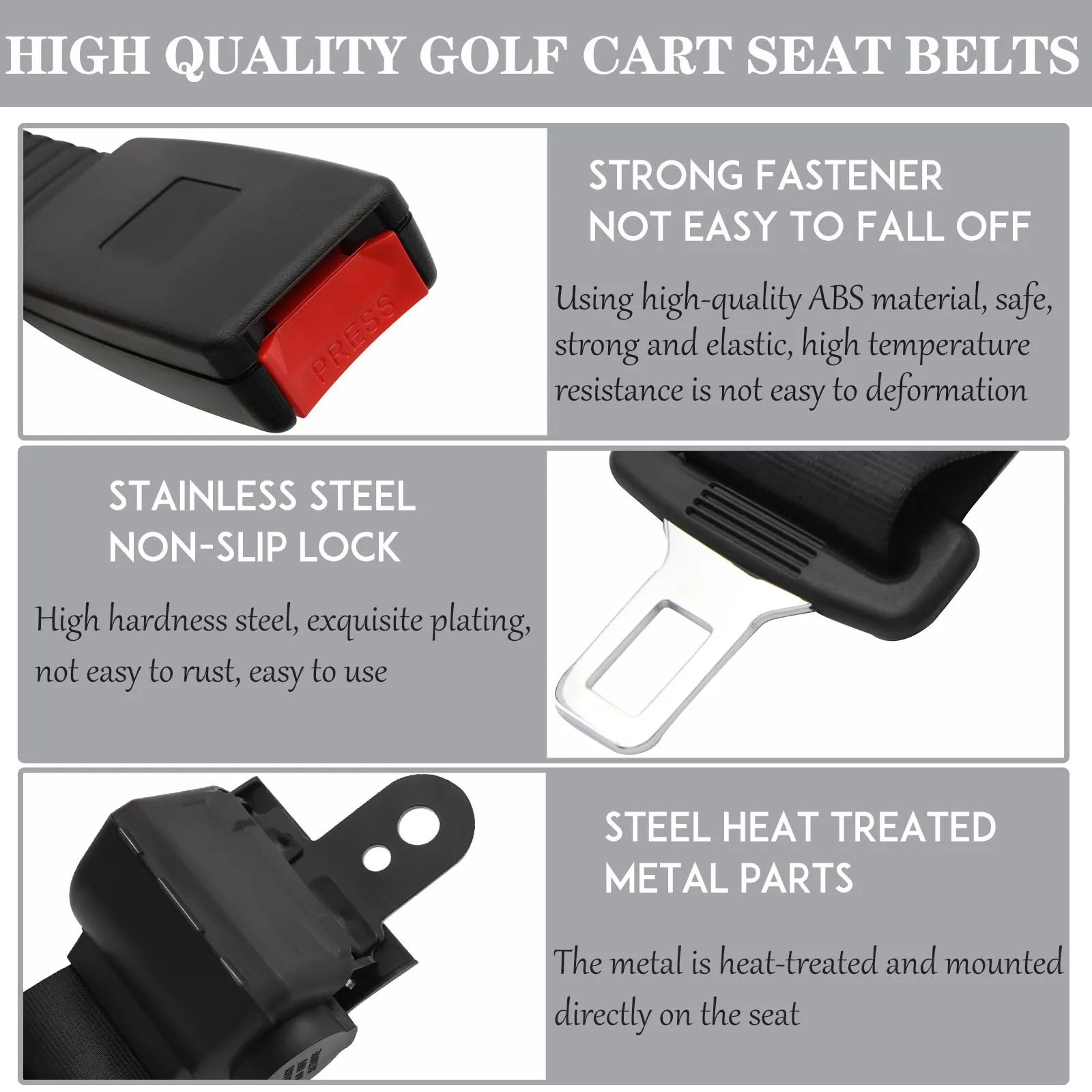 HOOTO Golf Cart Seat Belt Kit, 4-Pack, Retractable 42-Inch image 3