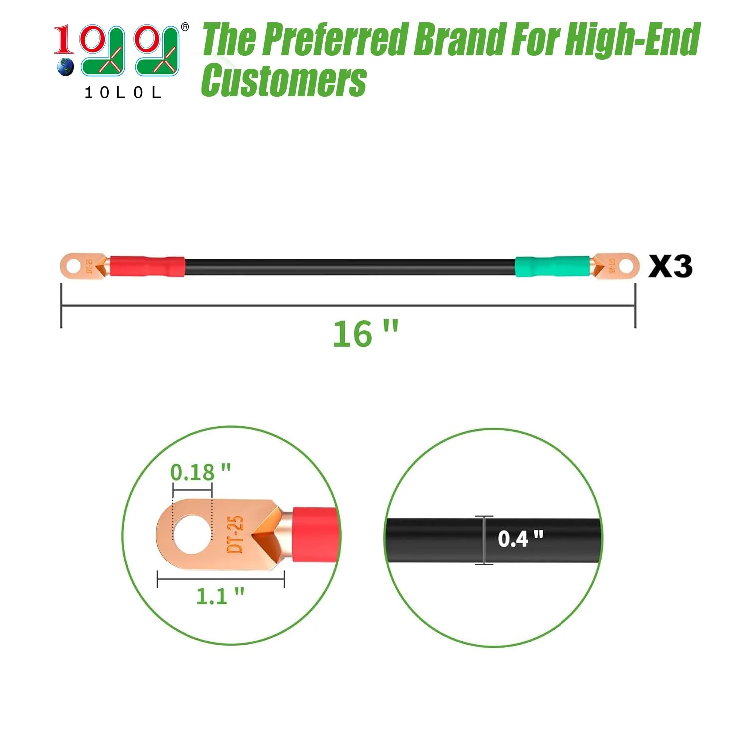 10L0L Battery Cables for E-Z-GO RXV and Club Car Precedent image 2