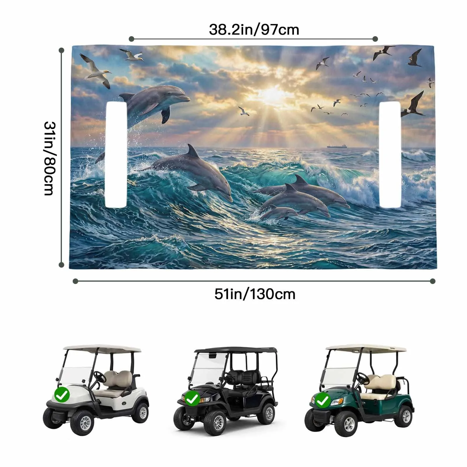 Trosturdspn Coastal Dolphin Golf Cart Seat Cover Blanket image 2