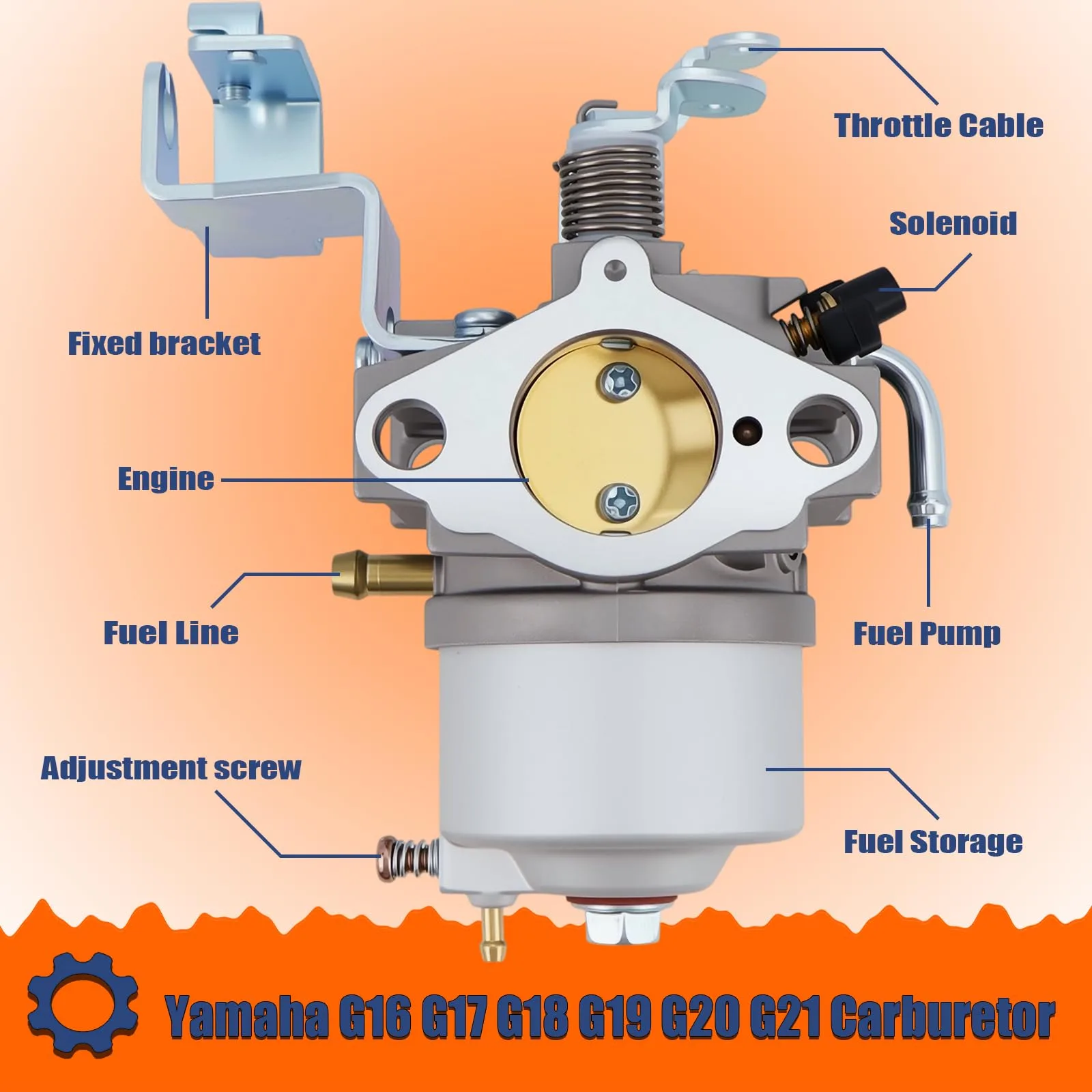 OUAKIKAN Carburetor Kit for Yamaha G16-G21 Golf Carts image 2