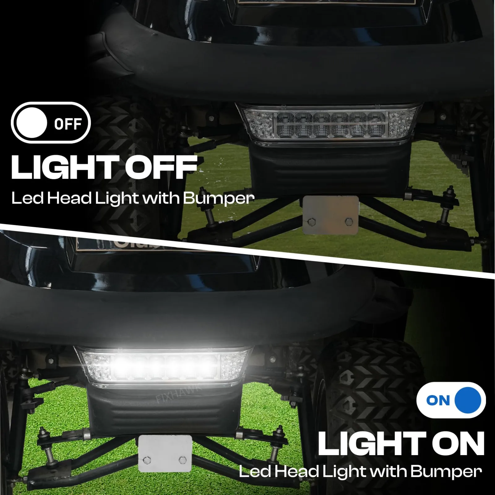 FIXHAWK Club Car Precedent LED Headlight Kit with Bumper image 3