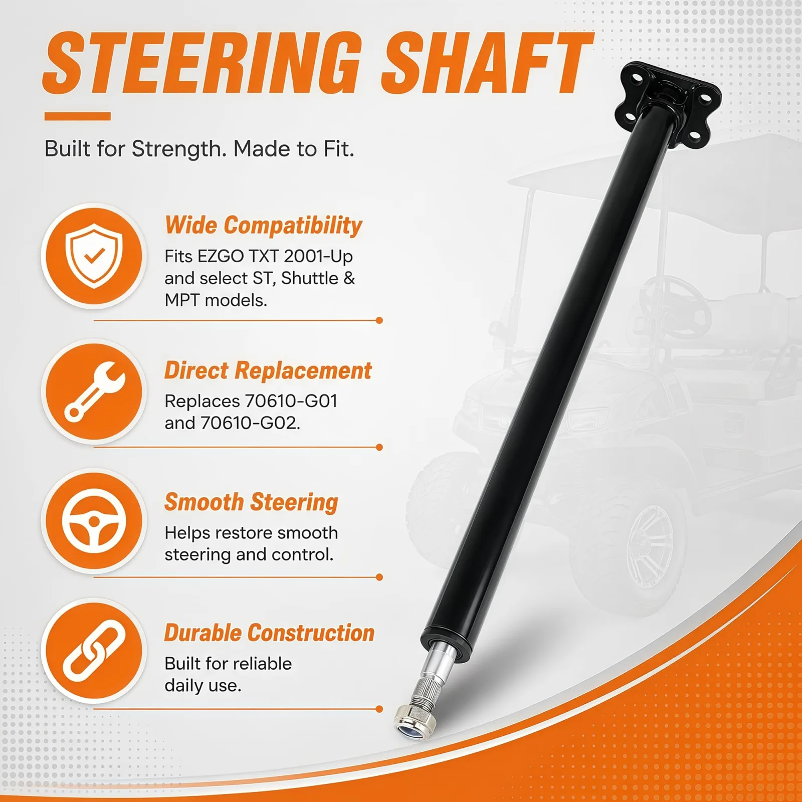 POBWAV Steering Column for E-Z-GO TXT, ST, Shuttle & MPT image 4