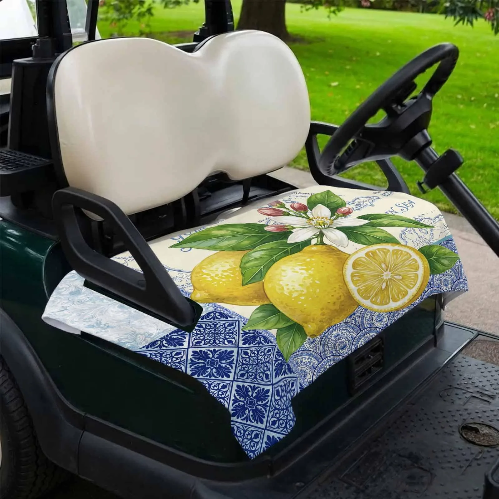 DecorLovee 51x31" Yellow Lemons Microfiber Golf Cart Seat Cover image 2