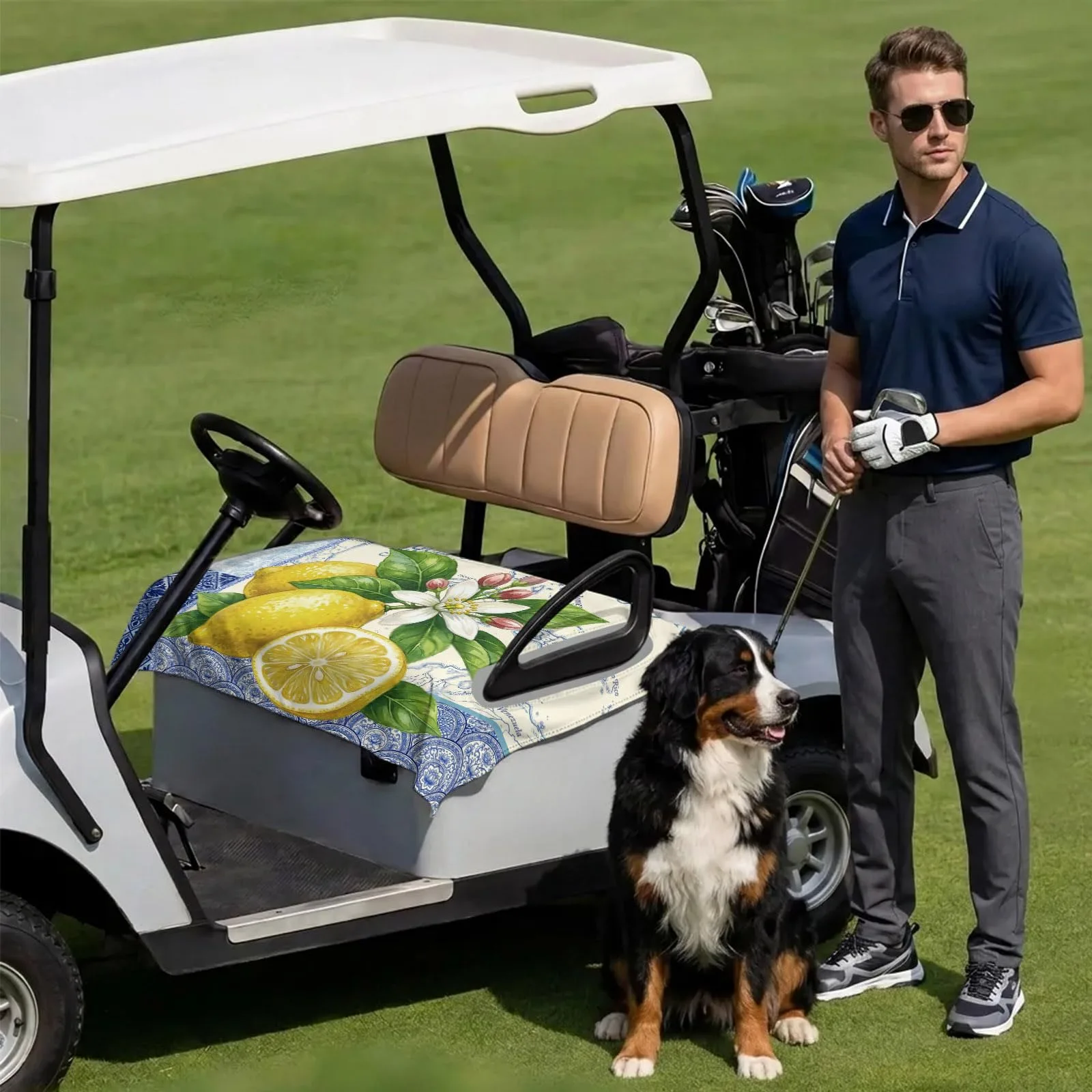 DecorLovee 51x31" Yellow Lemons Microfiber Golf Cart Seat Cover image 3