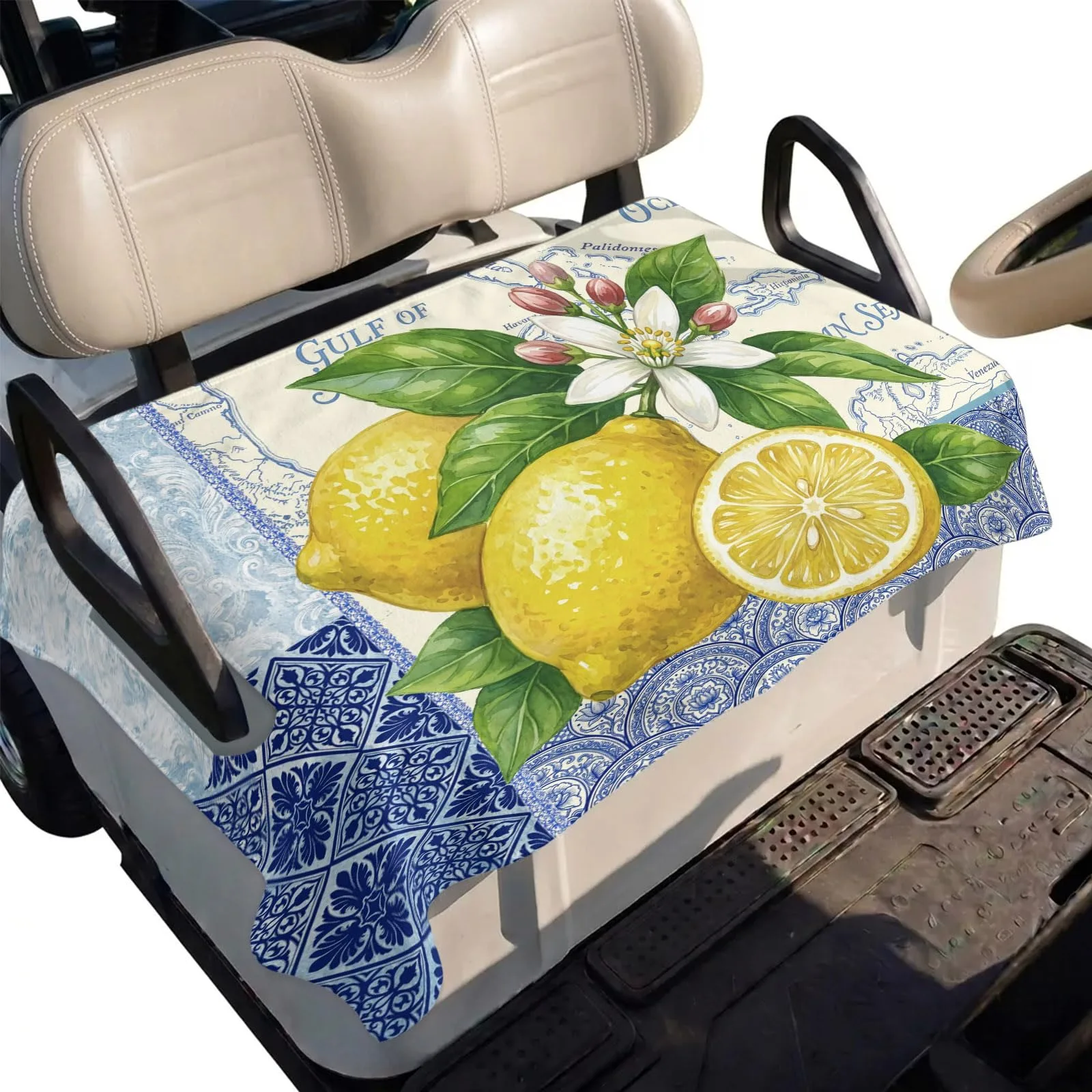 DecorLovee 51x31" Yellow Lemons Microfiber Golf Cart Seat Cover