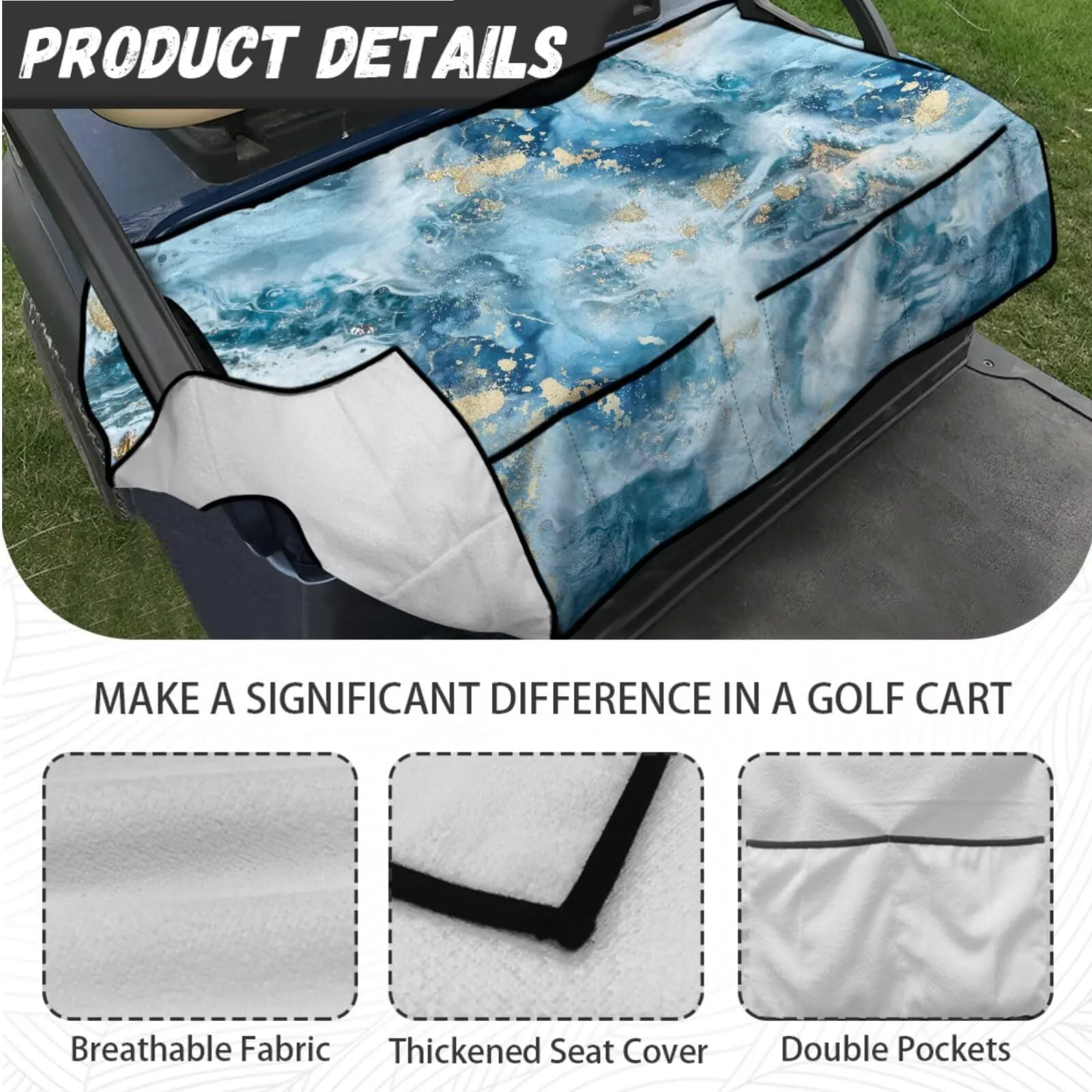 Knextrepoy Golf Cart Seat Covers with Steering Wheel Cover image 3