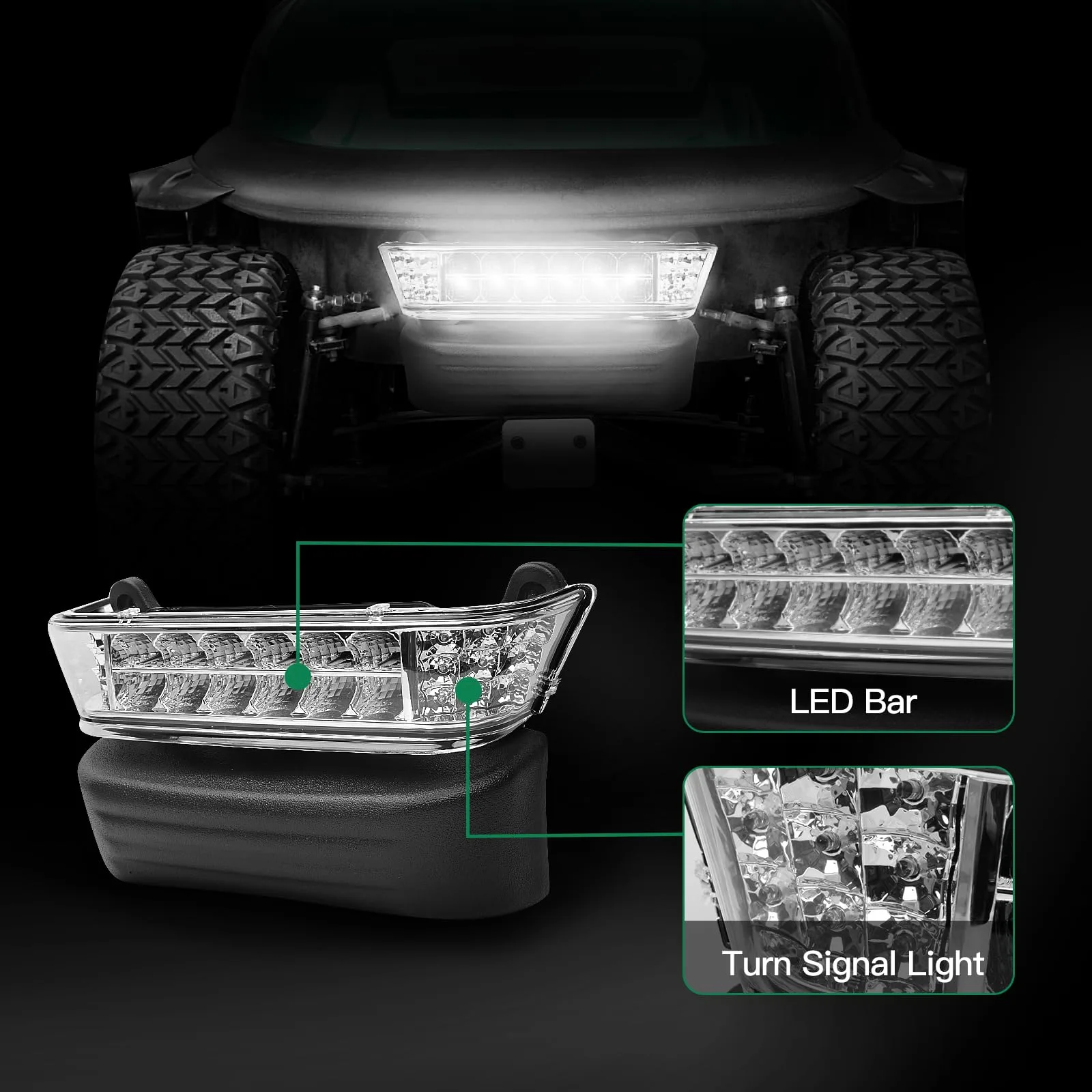 PZWLI LED Headlight Kit with Bumper for Club Car Precedent image 3