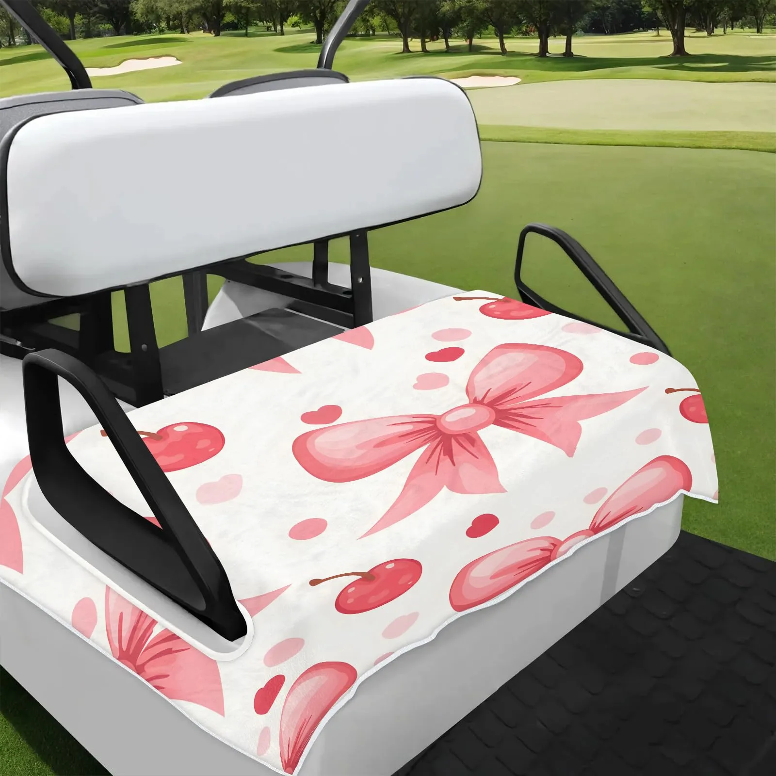 Tiveruda Bow Knot Cherry Golf Cart Seat Cover