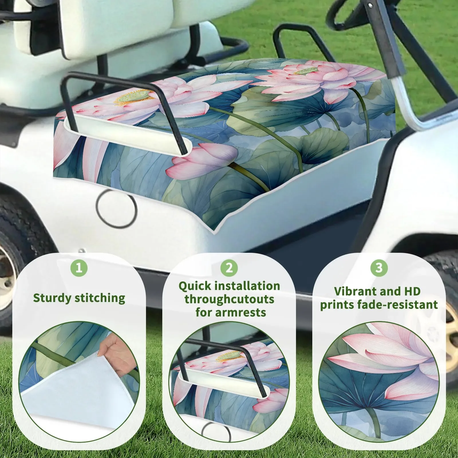 Tiveruda Lotus Flower Golf Cart Seat Cover 51 x 31 in image 3