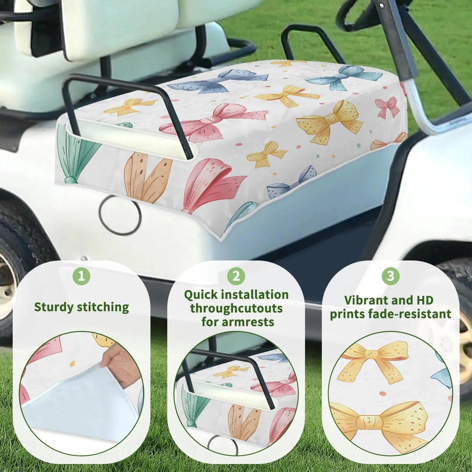 Tiveruda Kawaii Bow Knot 51" x 31" Golf Cart Seat Cover (Polyester) image 3