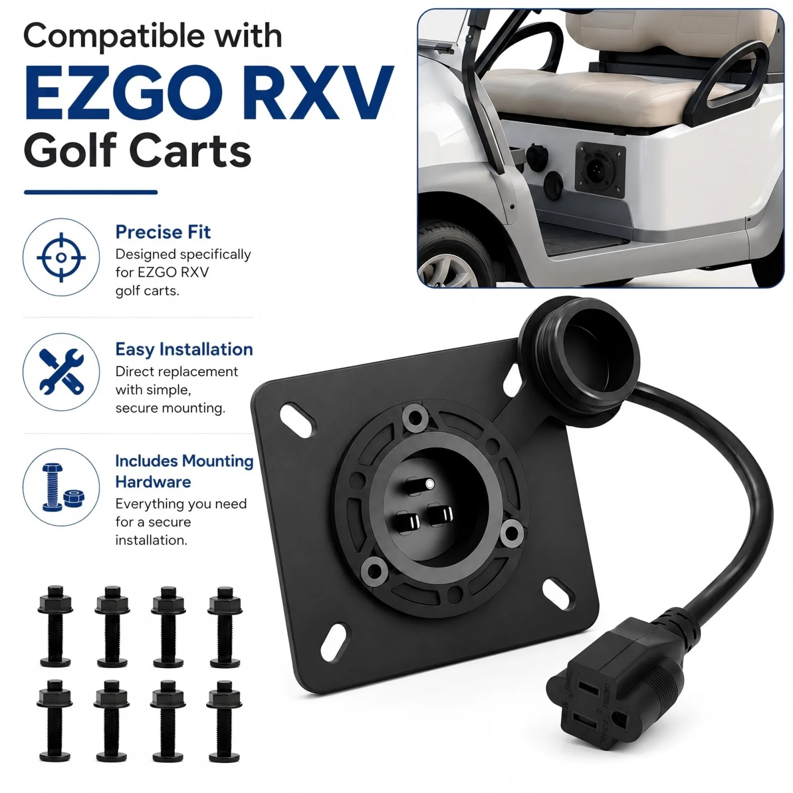 PolyEnergy E-Z-GO RXV 120V Charger Port Adapter (NEMA 5-15) image 3