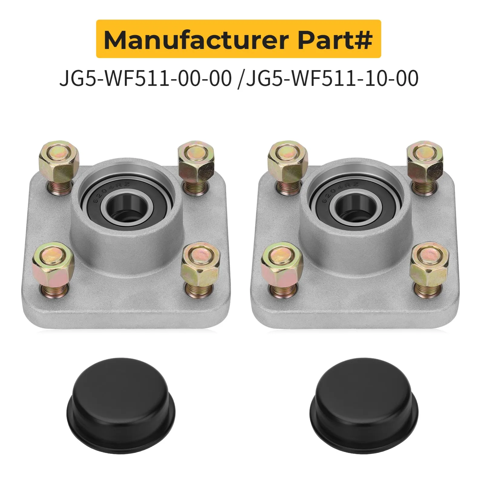 M MATI Yamaha Golf Cart Front Wheel Hub and Cap Set image 3