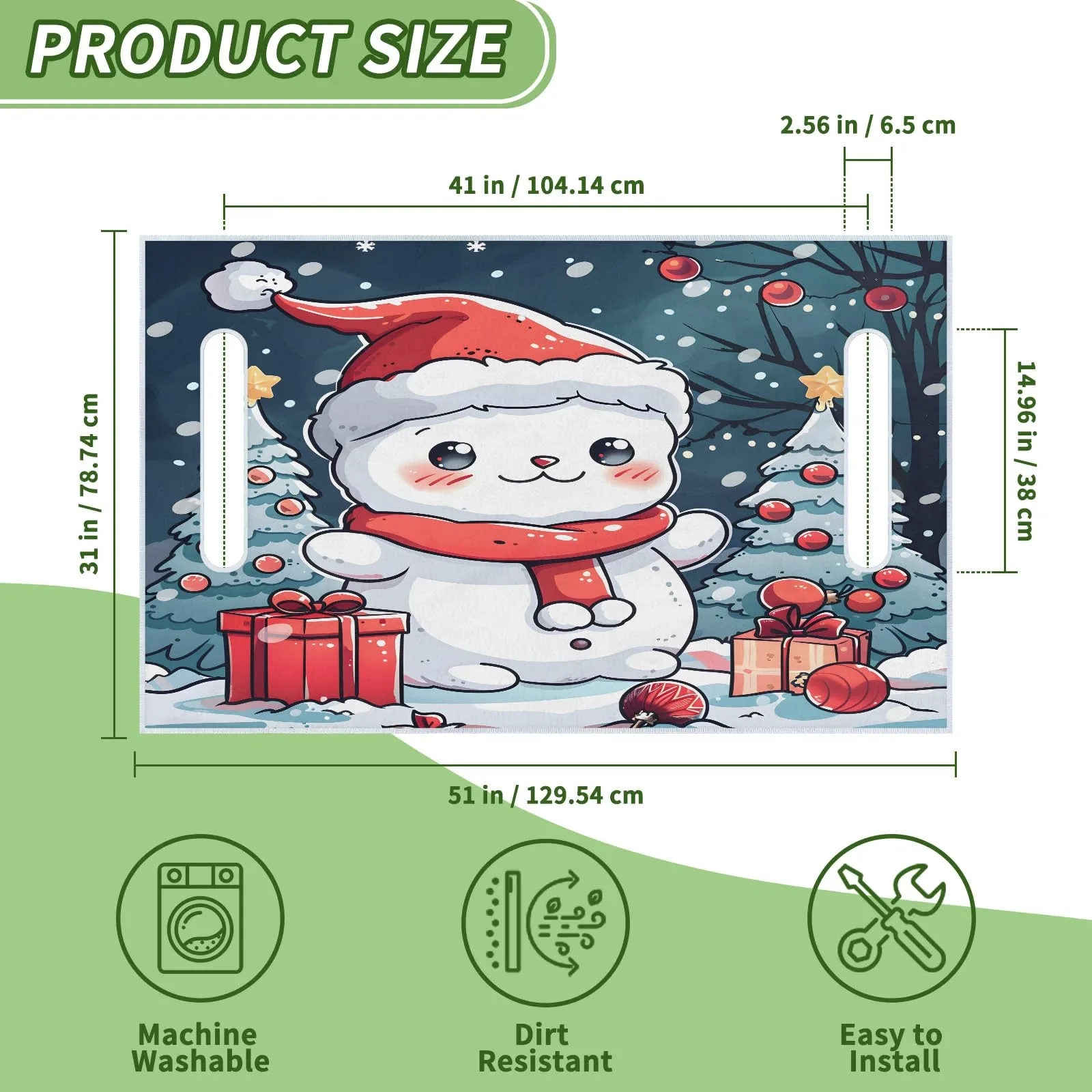 Tiveruda Snowman Golf Cart Seat Cover for Double Seats image 2