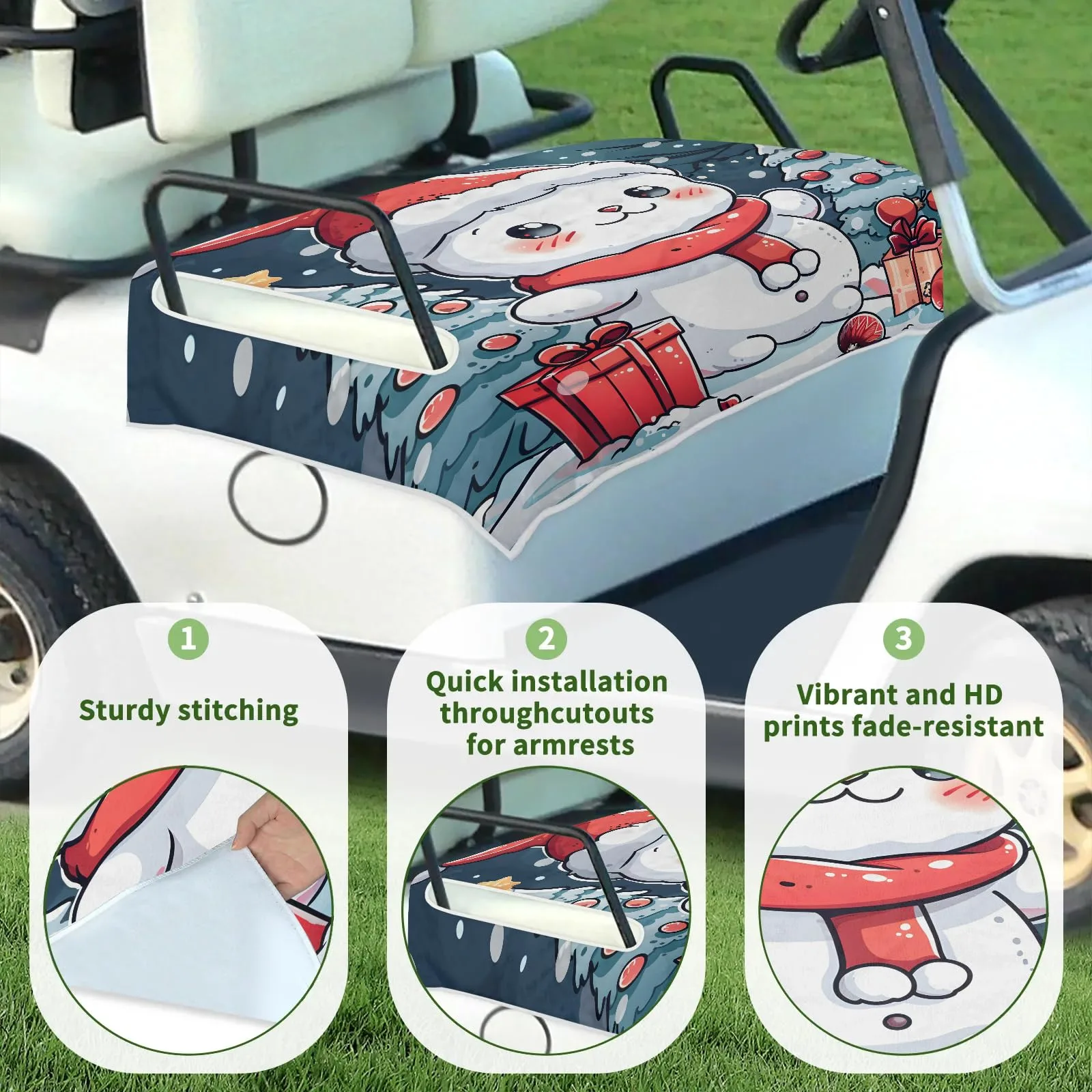 Tiveruda Snowman Golf Cart Seat Cover for Double Seats image 3