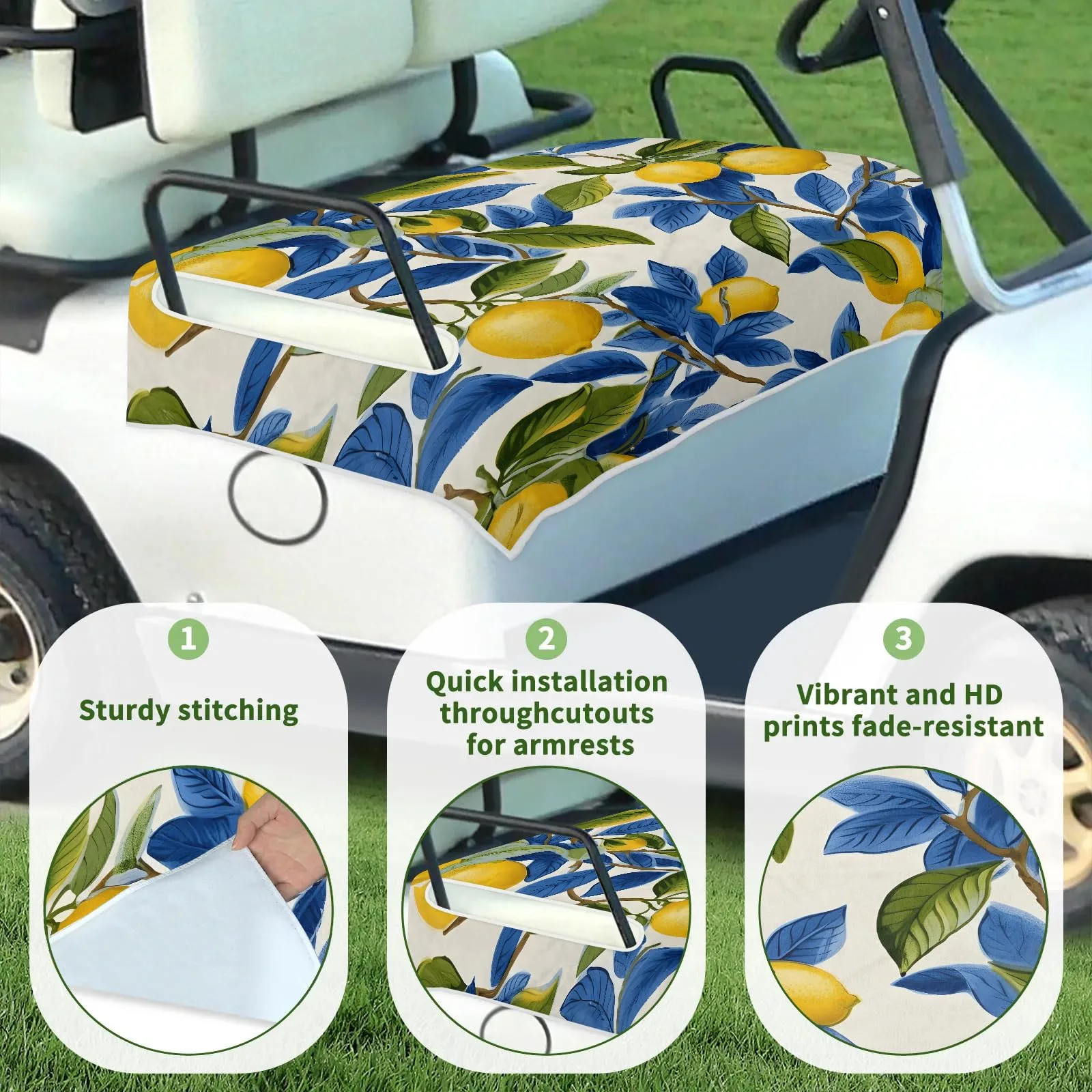 Tiveruda Lemon Golf Cart Seat Cover, 51 x 31 in image 3