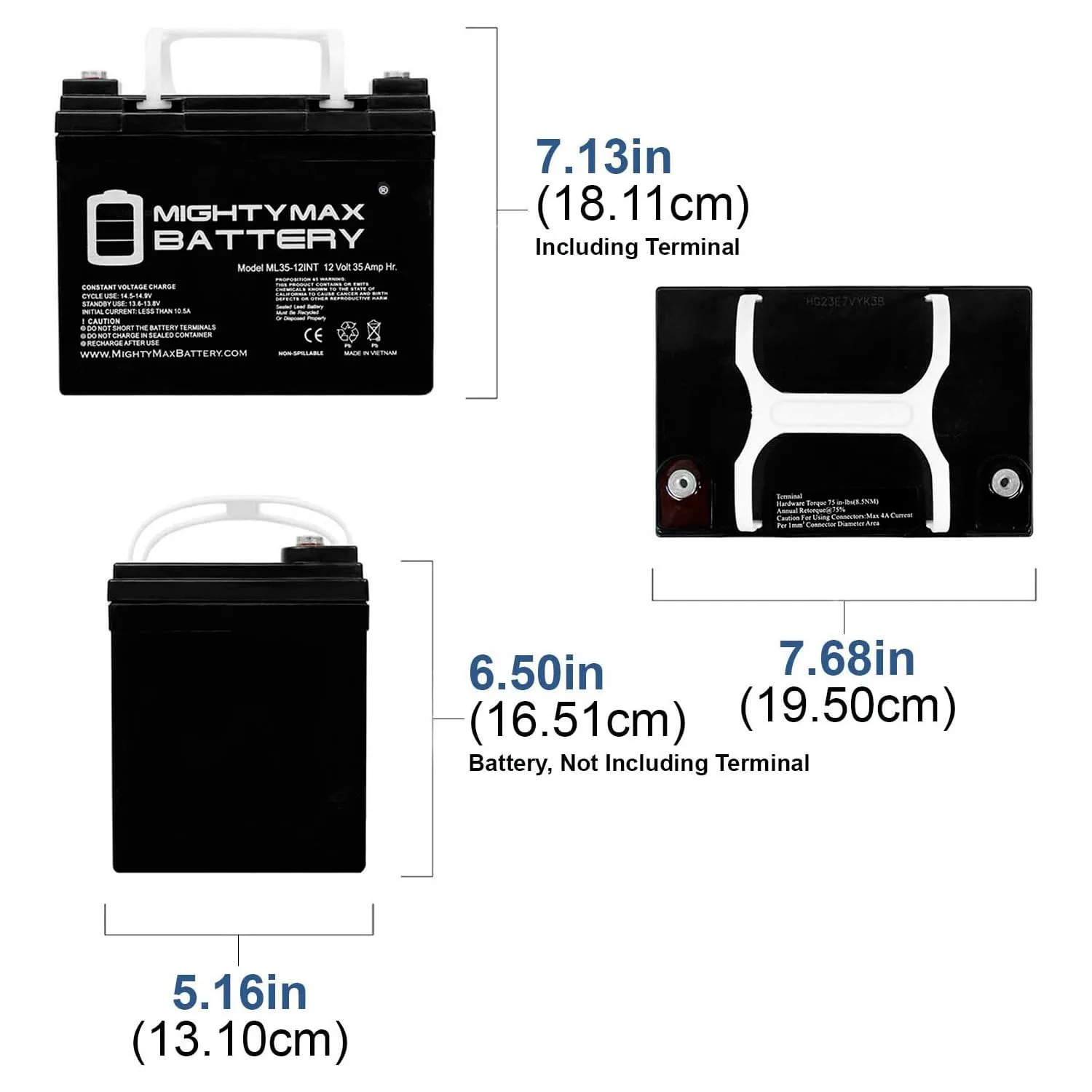 Mighty Max ML35-12INT733 12V 35Ah Golf Cart Battery image 2