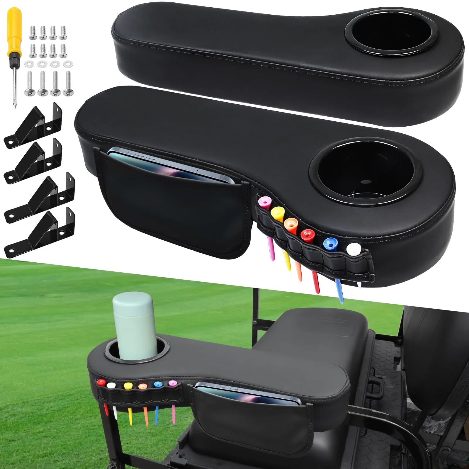 MOSNAI Golf Cart Rear Seat Armrest with Cup Holder