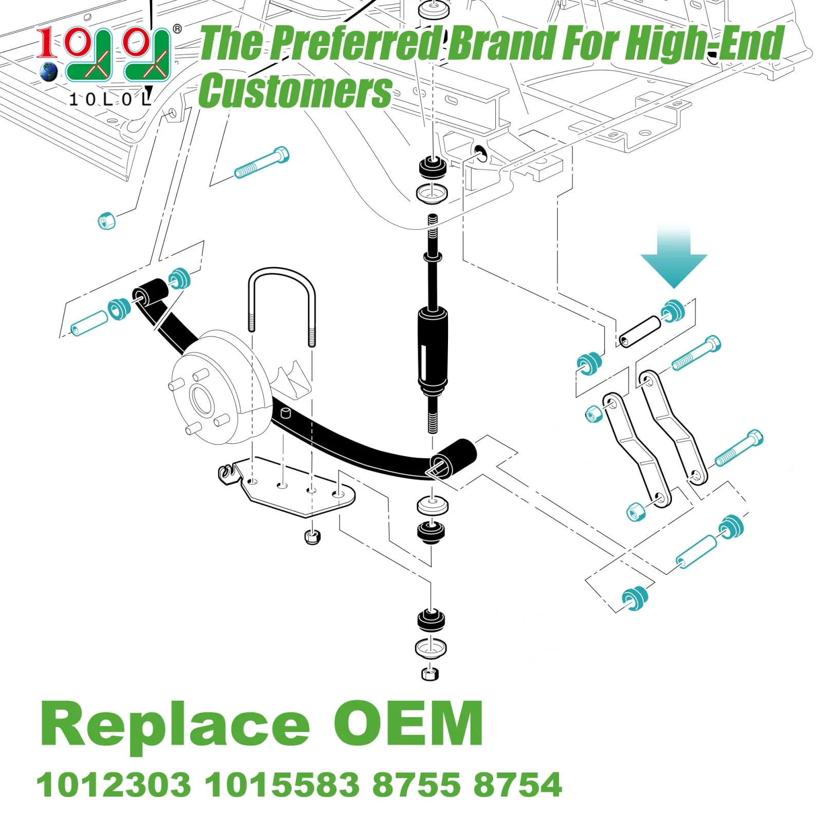 10L0L Rear Suspension Bushing Kit for Club Car DS 1981+ image 2