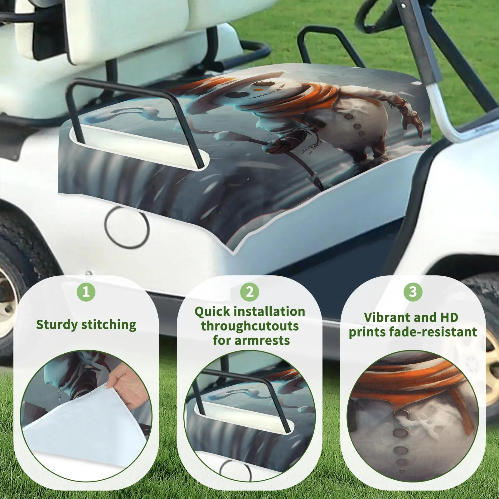 Tiveruda Snowman Golf Cart Seat Cover Blanket 51 x 31 in image 3