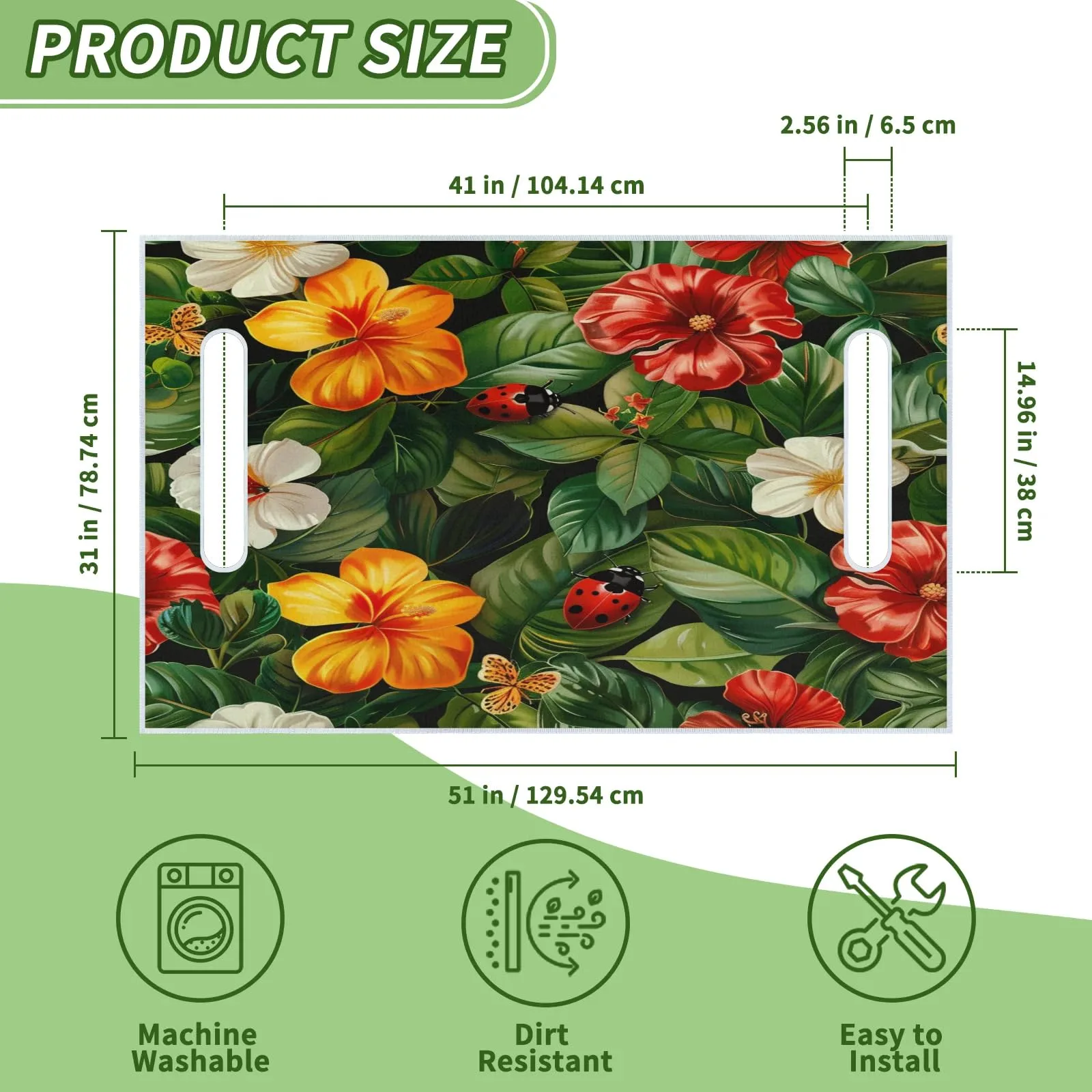 Tiveruda Tropical Floral Golf Cart Seat Cover 51 x 31 in image 2