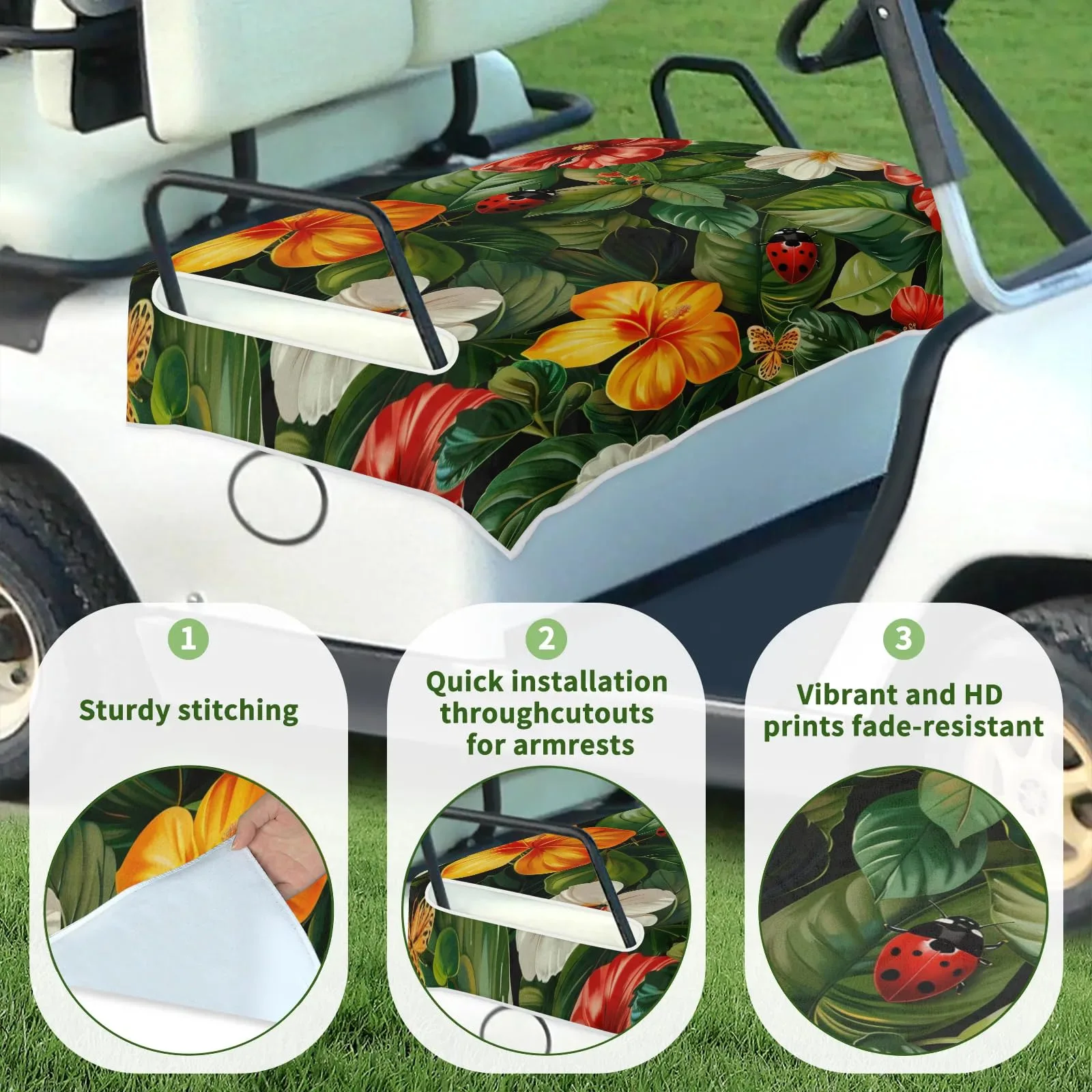 Tiveruda Tropical Floral Golf Cart Seat Cover 51 x 31 in image 3