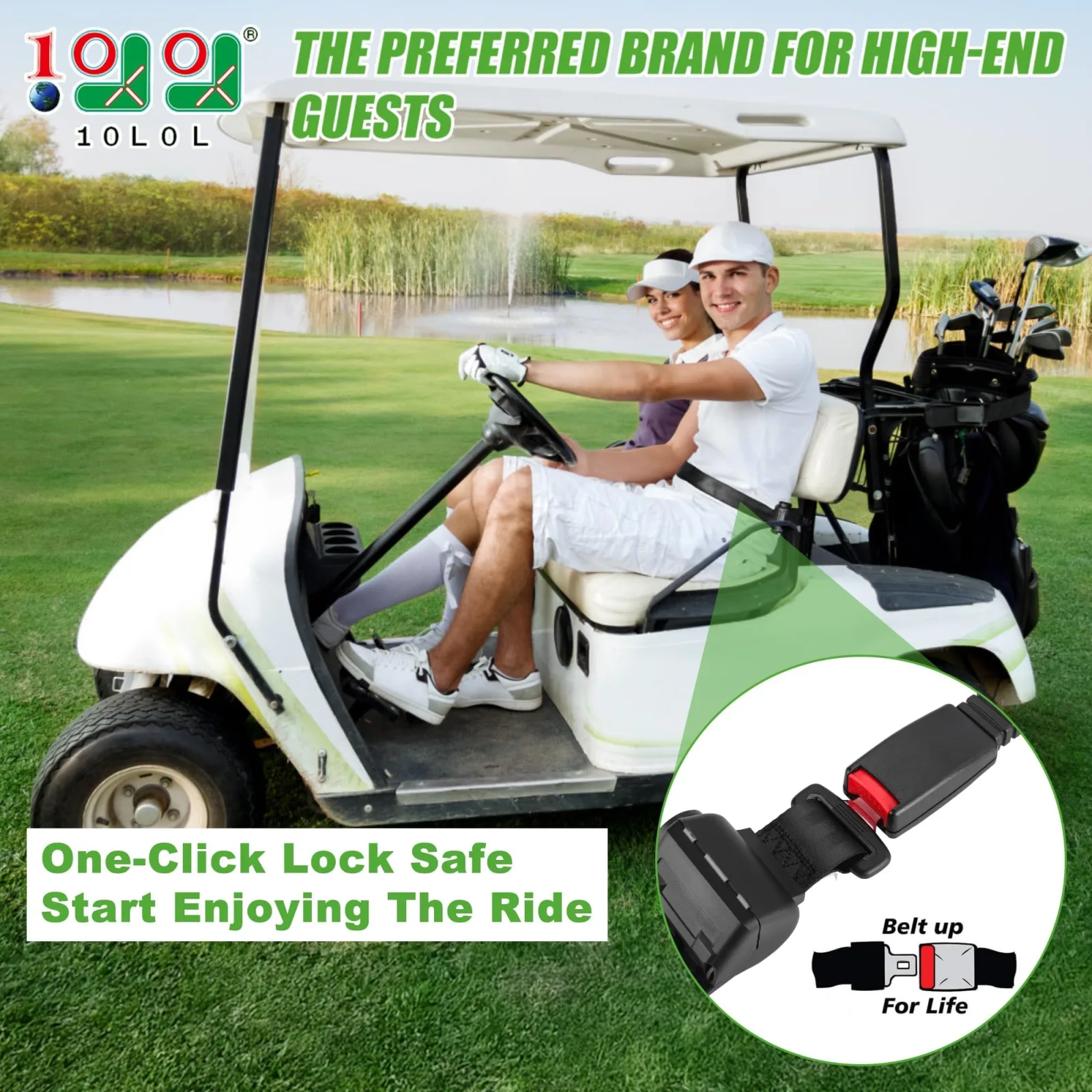 10L0L Retractable Golf Cart Seat Belt Kit image 2