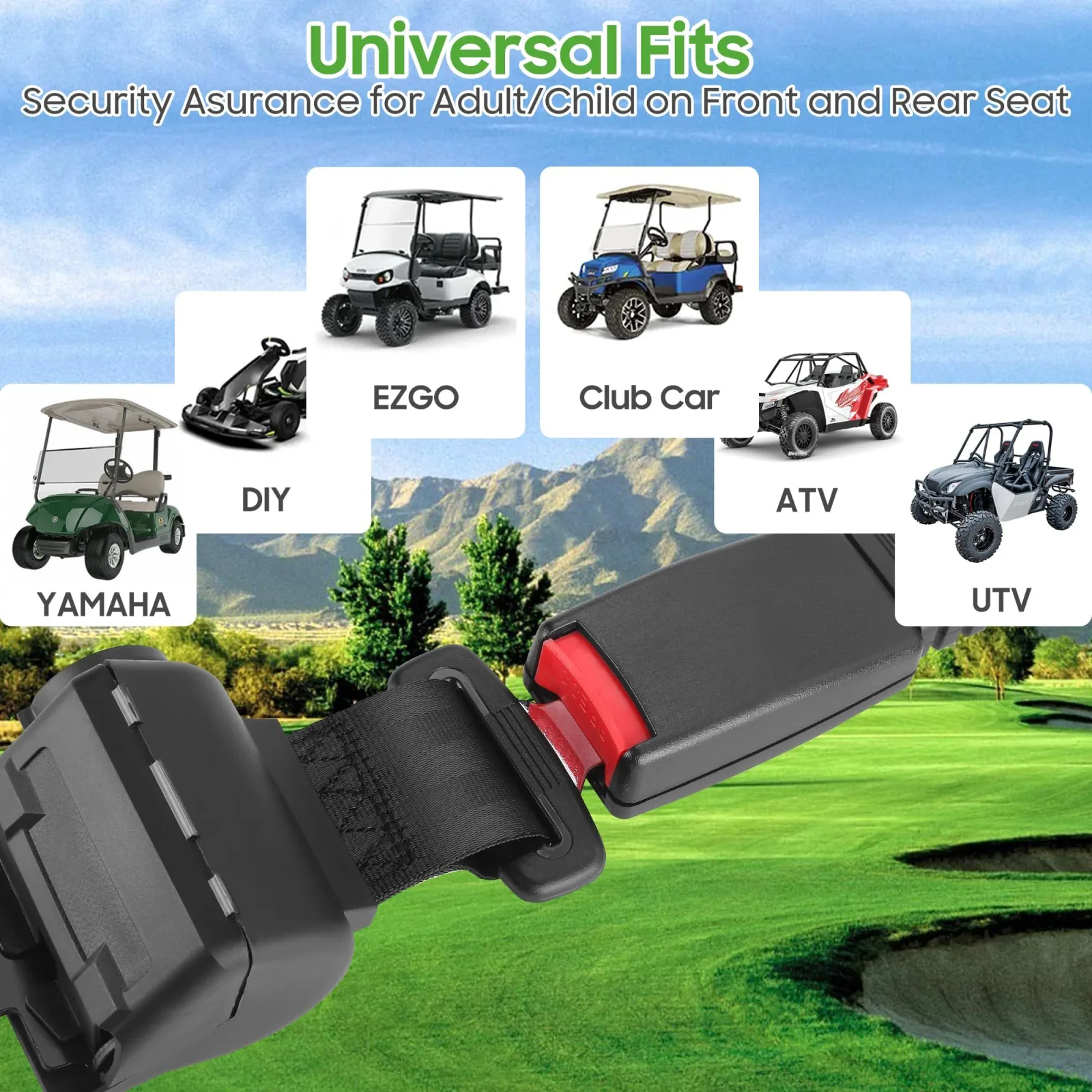 10L0L Retractable Golf Cart Seat Belt Kit image 3