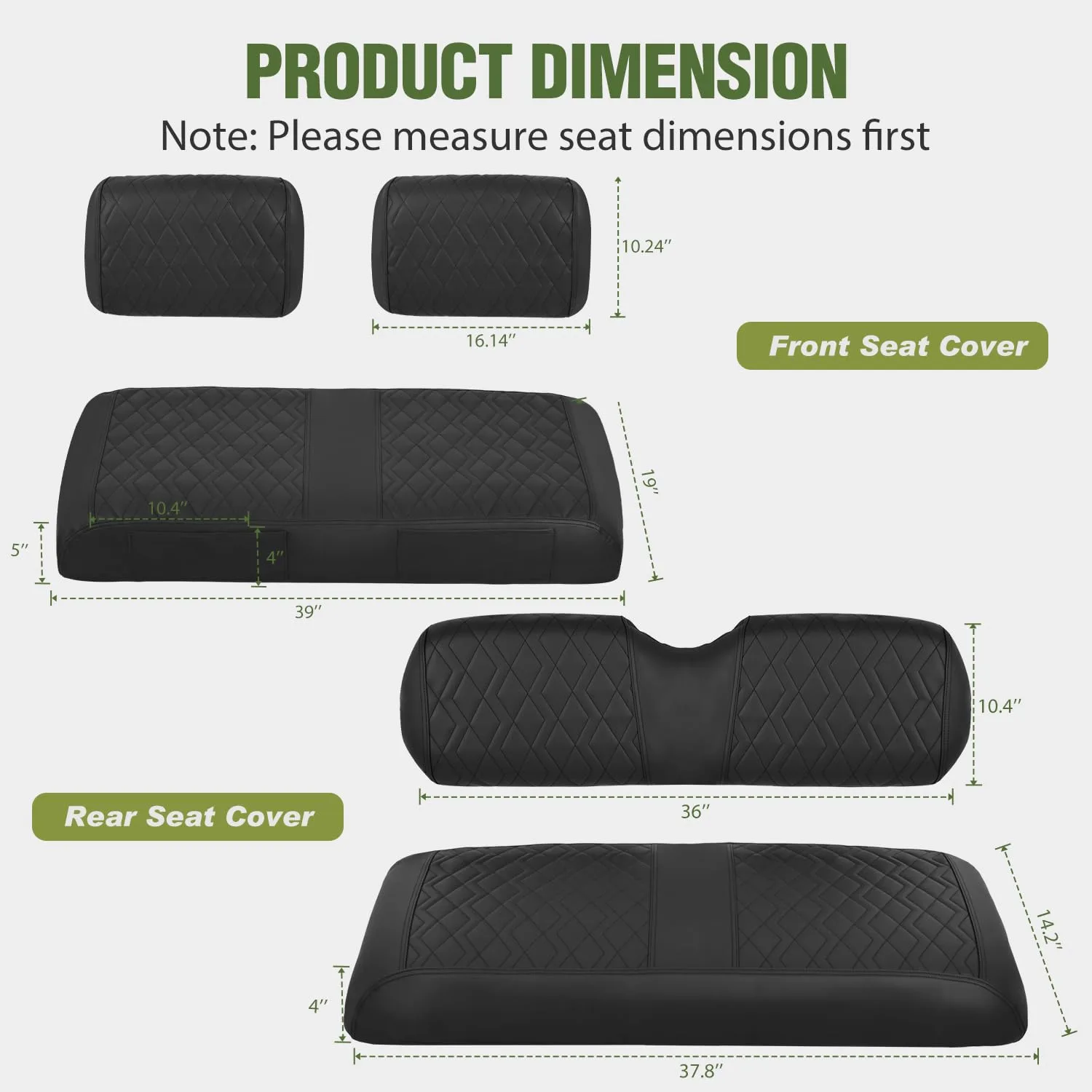 Nilight Seat-38 Seat Covers for 1982-2000 Club Car DS image 2