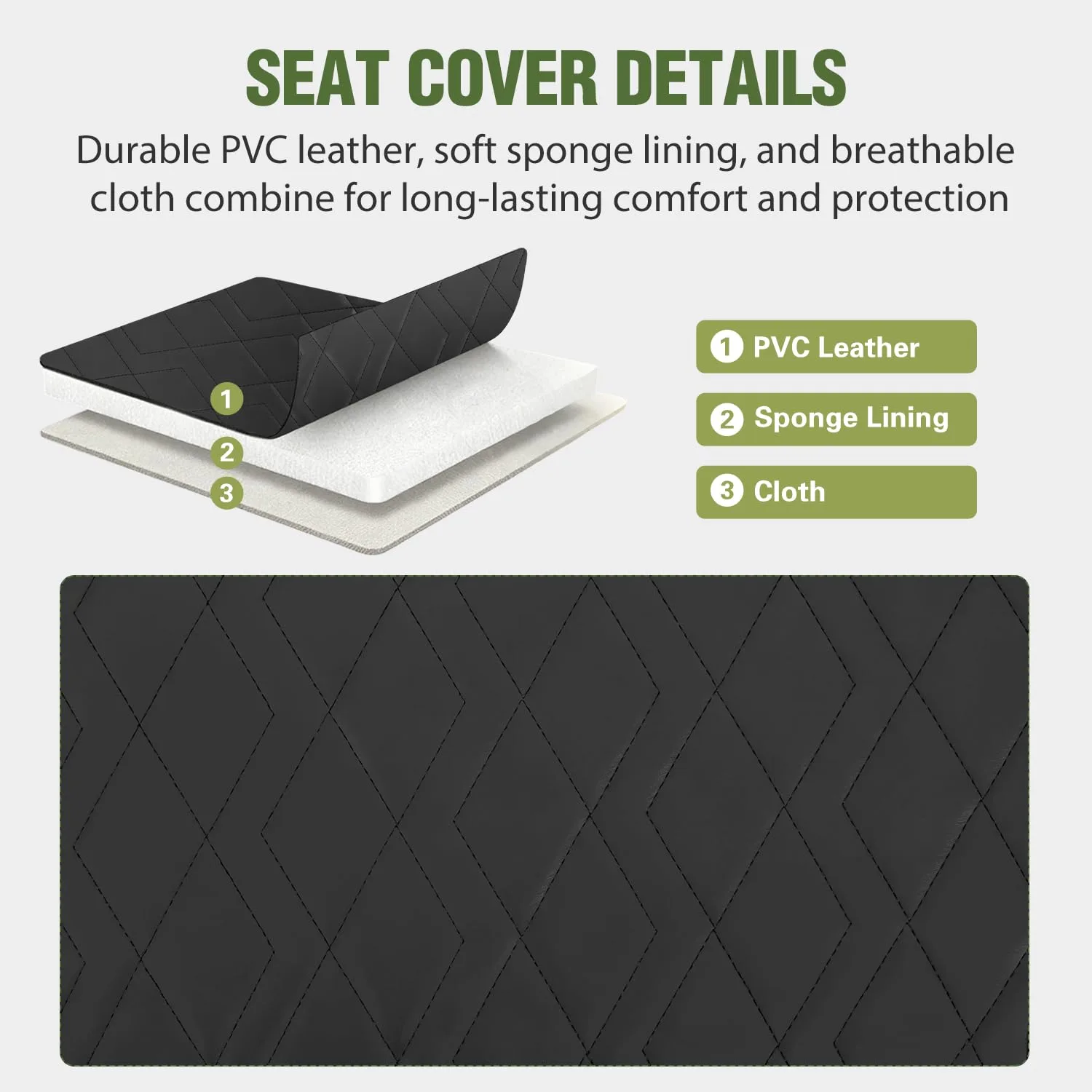 Nilight Seat-38 Seat Covers for 1982-2000 Club Car DS image 3