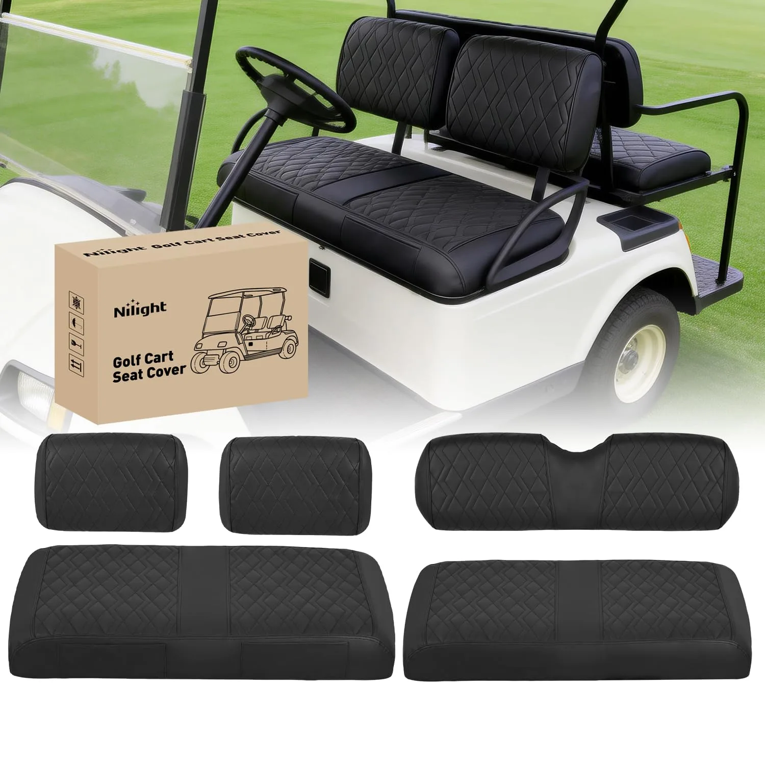 Nilight Seat-38 Seat Covers for 1982-2000 Club Car DS