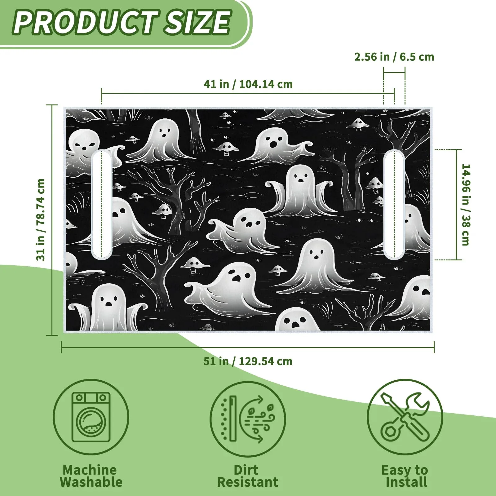 Tiveruda Halloween Boo Golf Cart Seat Cover, 51 x 31 in image 2