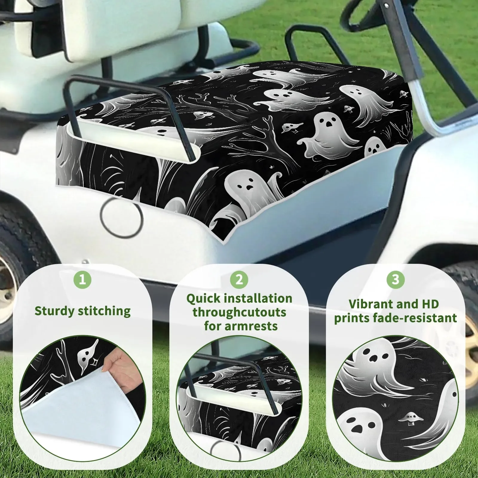 Tiveruda Halloween Boo Golf Cart Seat Cover, 51 x 31 in image 3