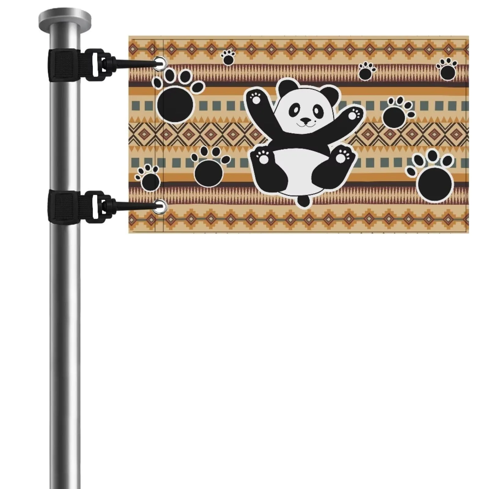 Panskyllis Mini Golf Cart Flag Banner — Polyester Aztec Panda image 2
