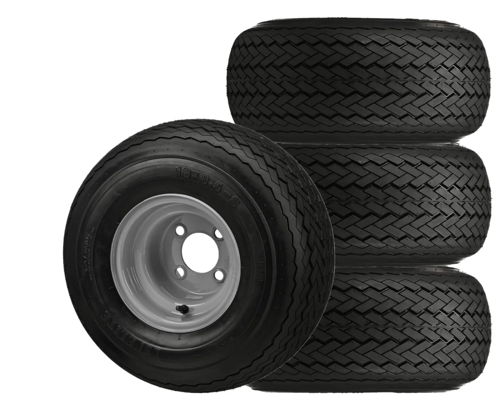 RM Cart 8" Centered Gray Steel Wheel with 18x8.50-8 LSI Elite Tire (Set of 4)