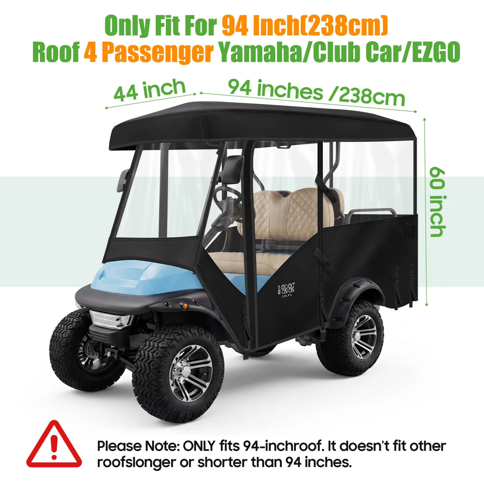 10L0L ACC-F55-L-SZ 2+2 Golf Cart Enclosure image 3