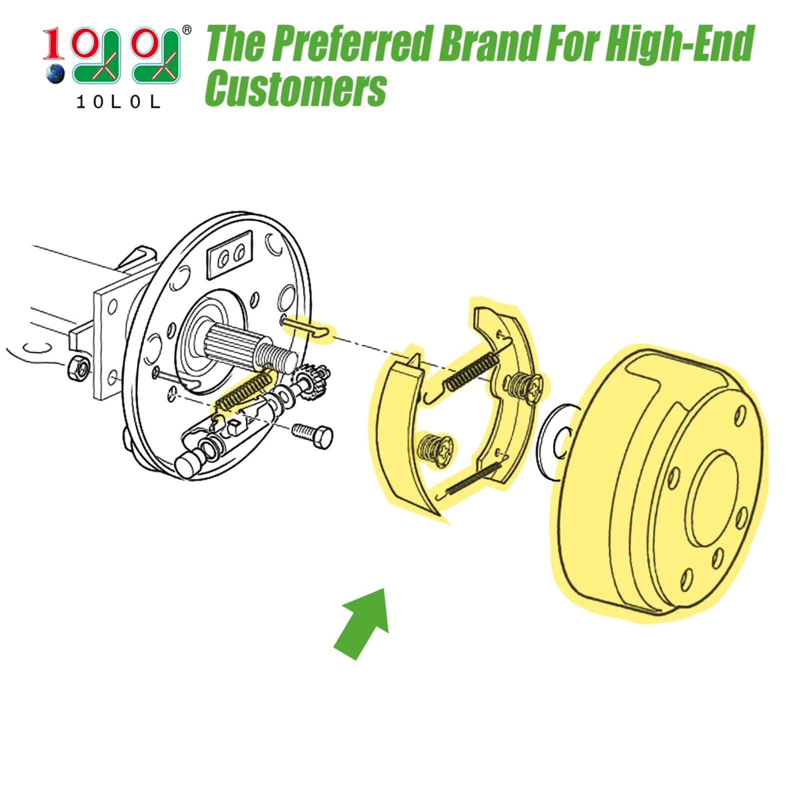 10L0L Yamaha Golf Cart Rear Brake Drum and Shoe Kit image 2