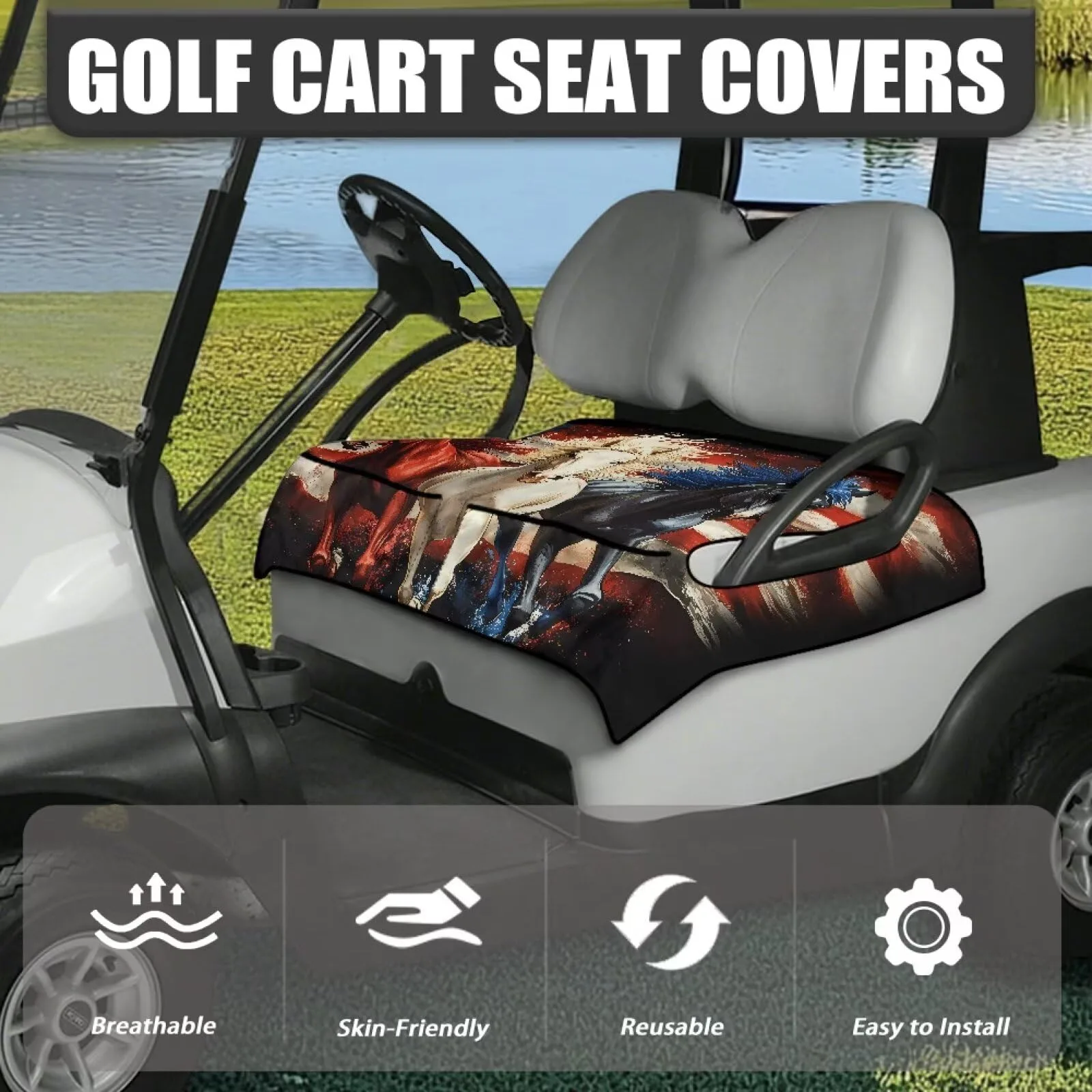 Golf Cart Seat Cover with Pockets, 52.36 x 32.28 in. image 3