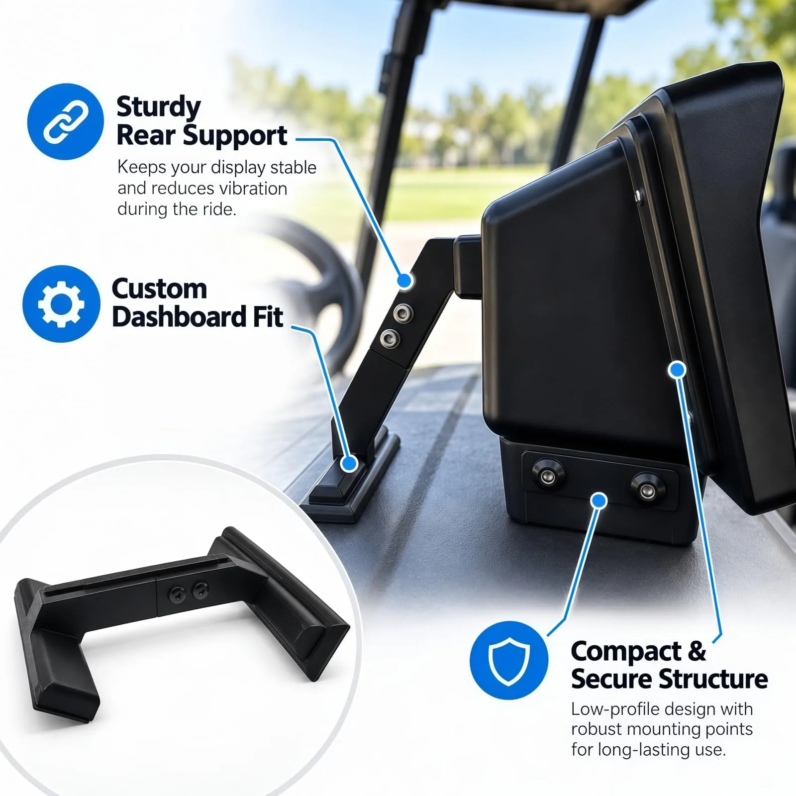 Generic Screen Stabilizer Bracket for Denago Golf Cart image 2