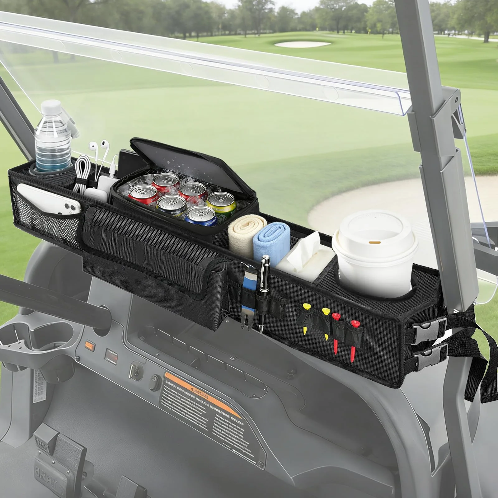 CLUBRALLY Golf Cart Front Storage Basket with 5L Cooler
