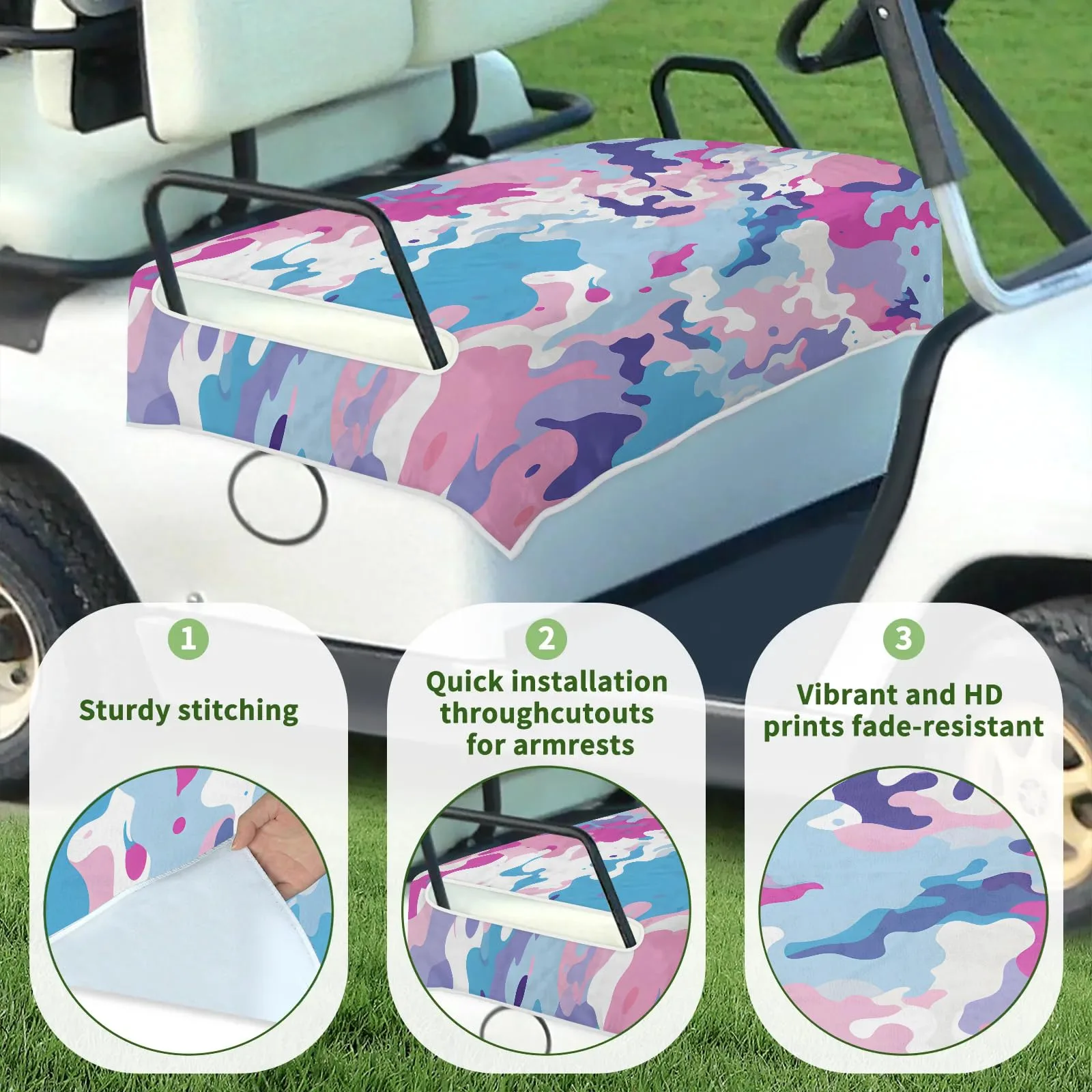 Tiveruda Pink Camouflage Golf Cart Seat Cover 51" x 31" image 3