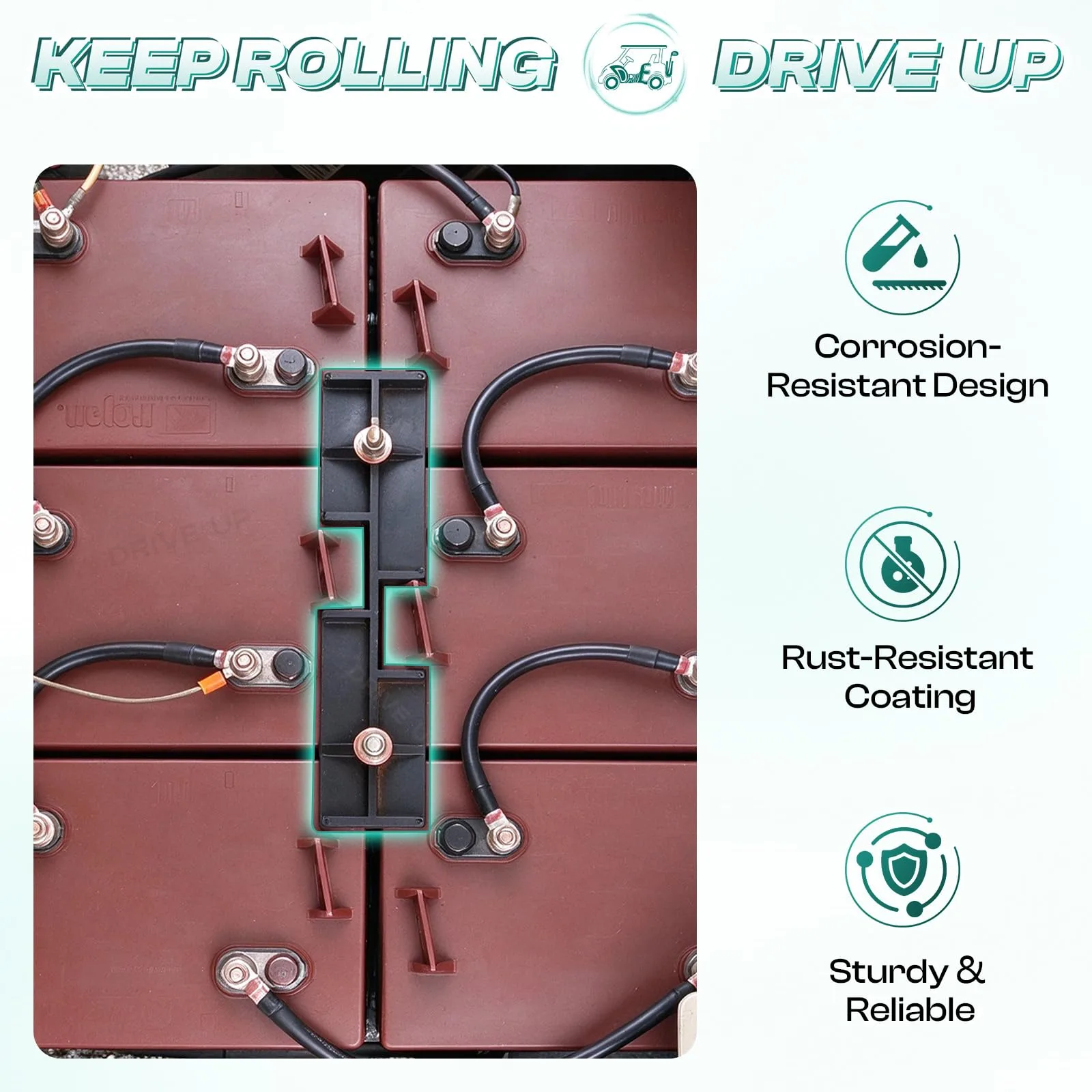 DRIVE UP E-Z-GO Battery Hold-Down Plate Kit DU00066 image 2