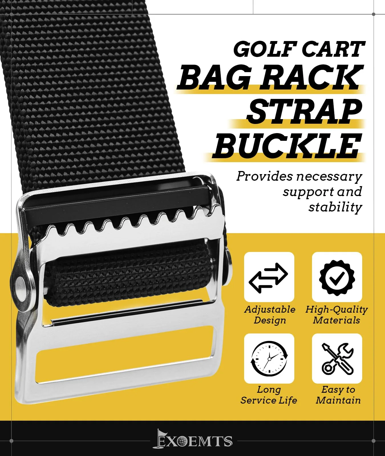 EXOEMTS Golf Cart Bag Strap Buckle Kit for E-Z-GO, Club Car & Yamaha image 2