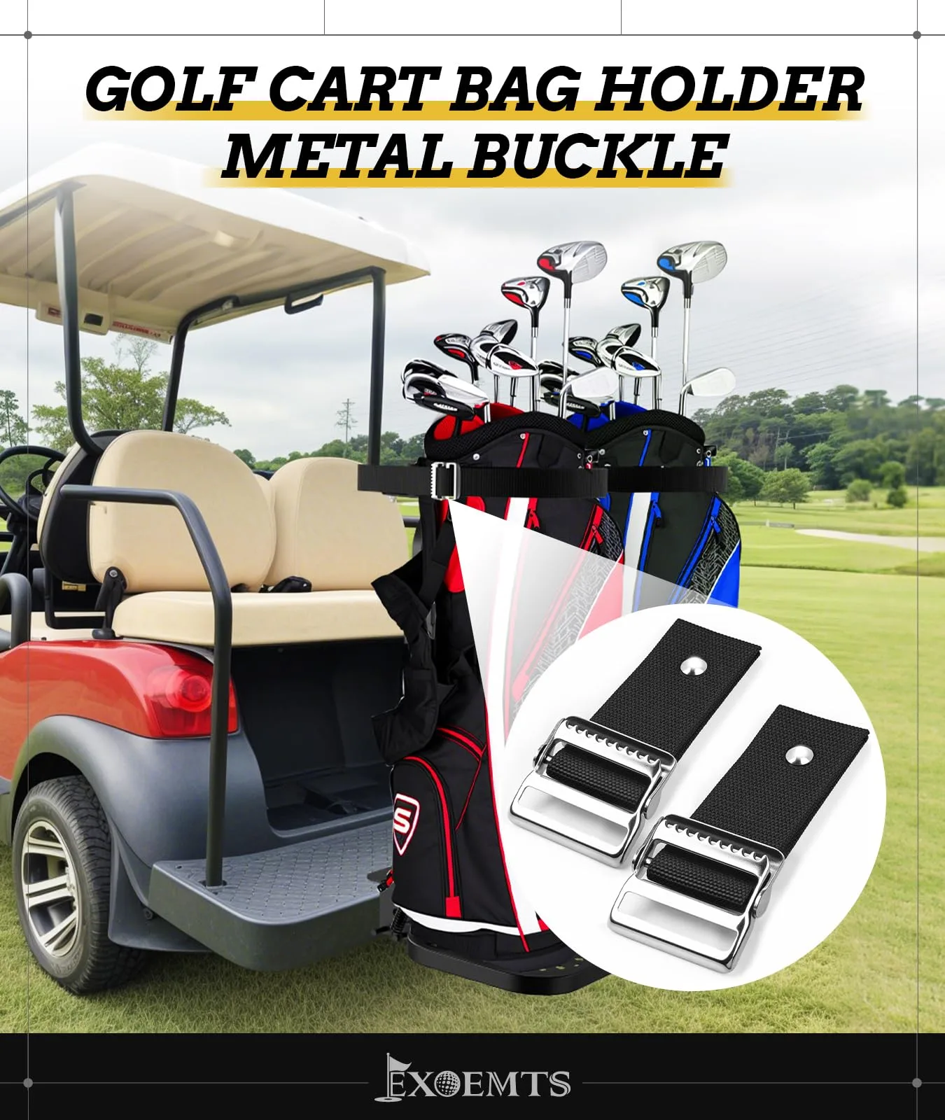 EXOEMTS Golf Cart Bag Strap Buckle Kit for E-Z-GO, Club Car & Yamaha image 3