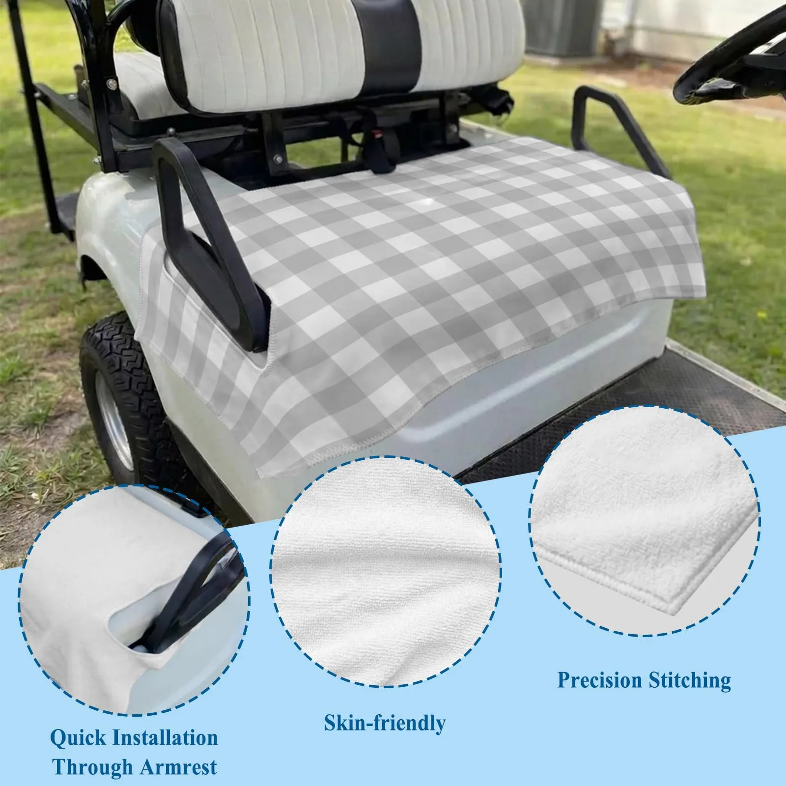 LooPoP Gray Microfiber Golf Cart Seat Cover image 2